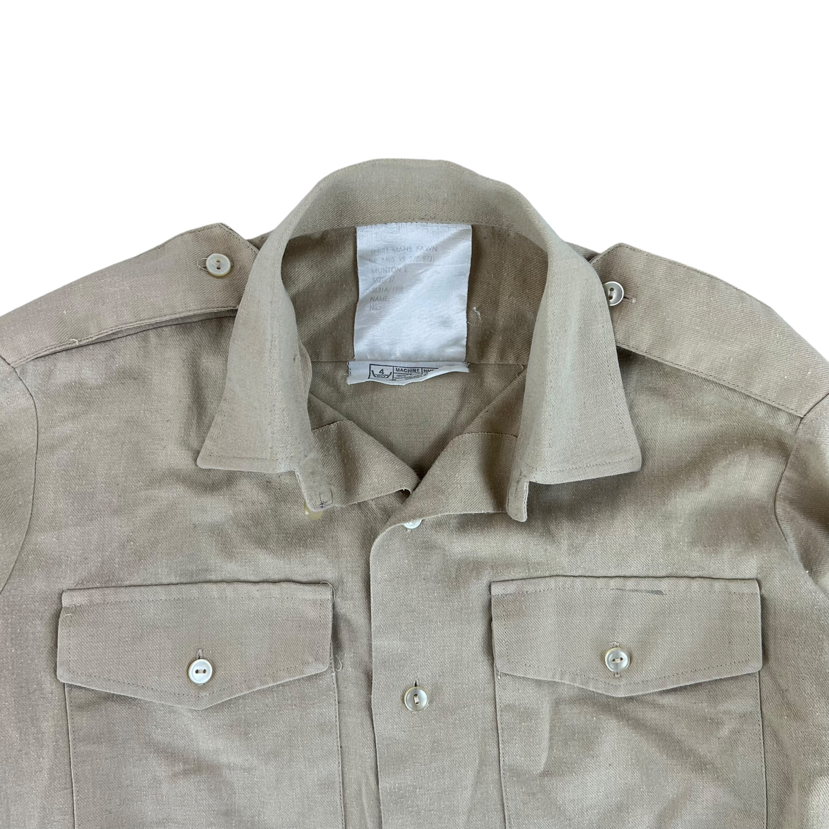 British Army Mens Fawn Cotton Shirt Long Sleeve - Small C37