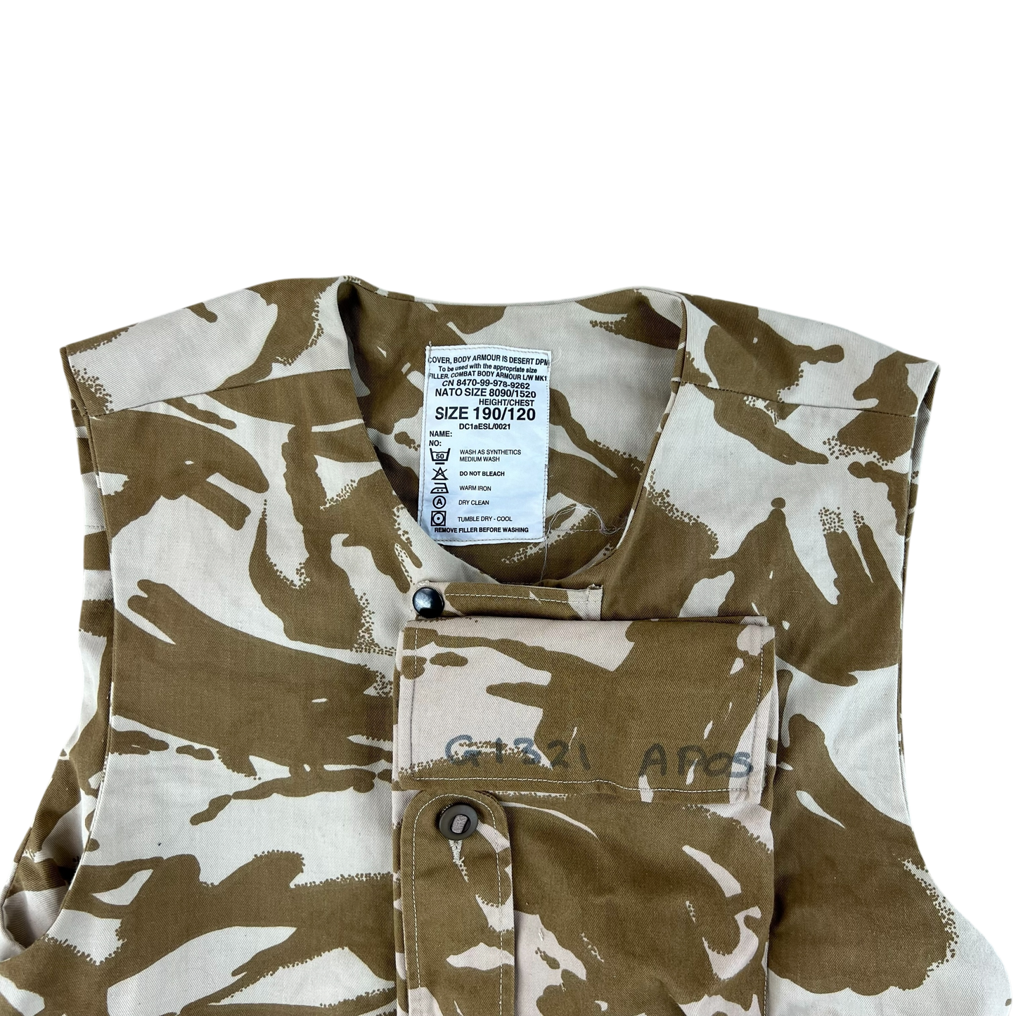 British Army Desert DPM Camouflage Body Armour Cover Vest - X Large 190/120