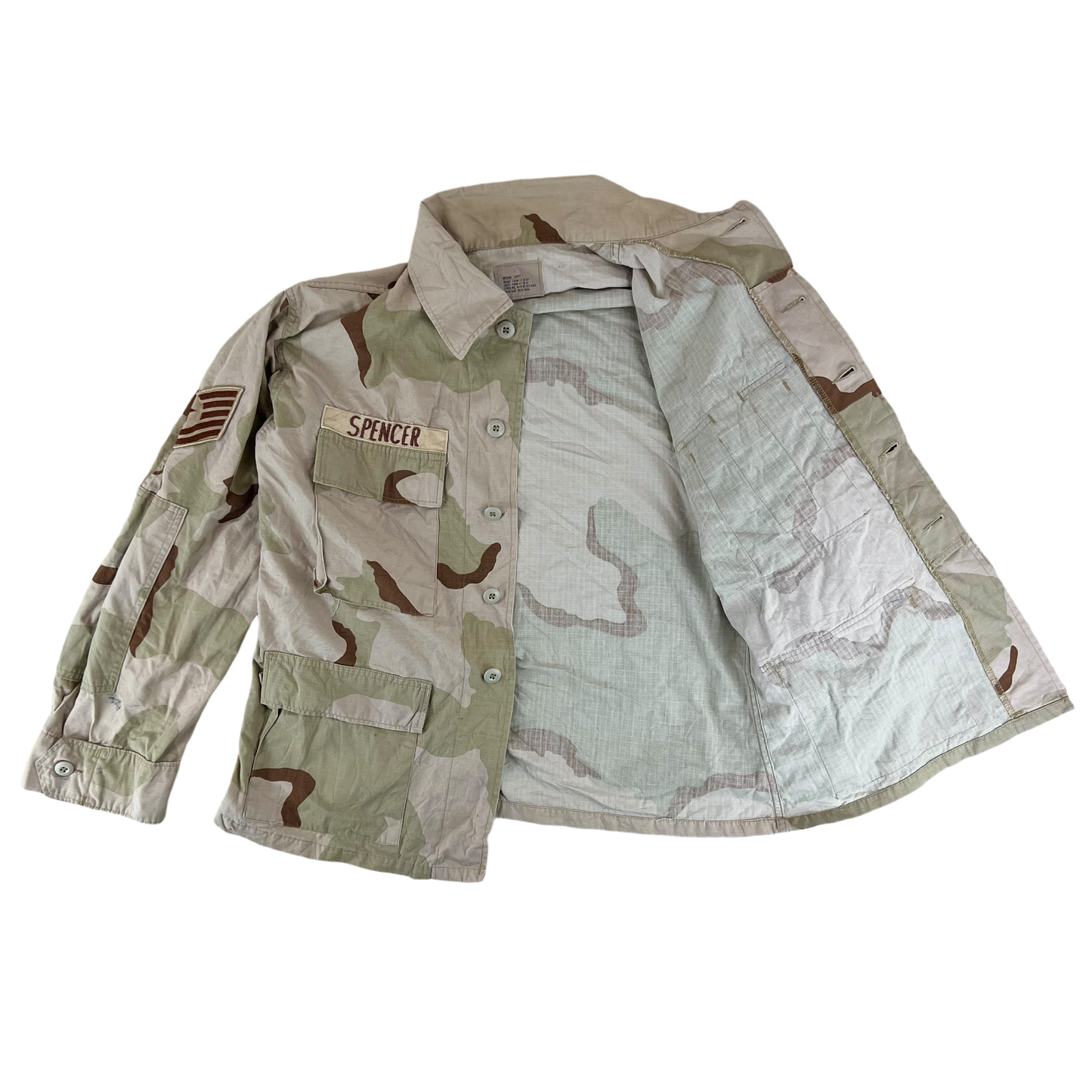 US Air Force Tri-Colour Desert "Coffee Stain" Camo Combat Jacket Ripstop w/ Patches - Large