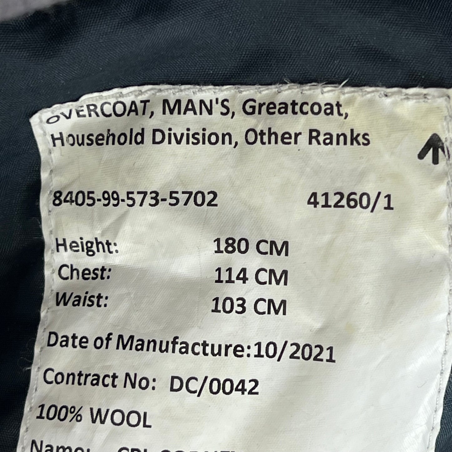 British Army Footguards Wool Greatcoat - Coldstream Guards - Large 180/114