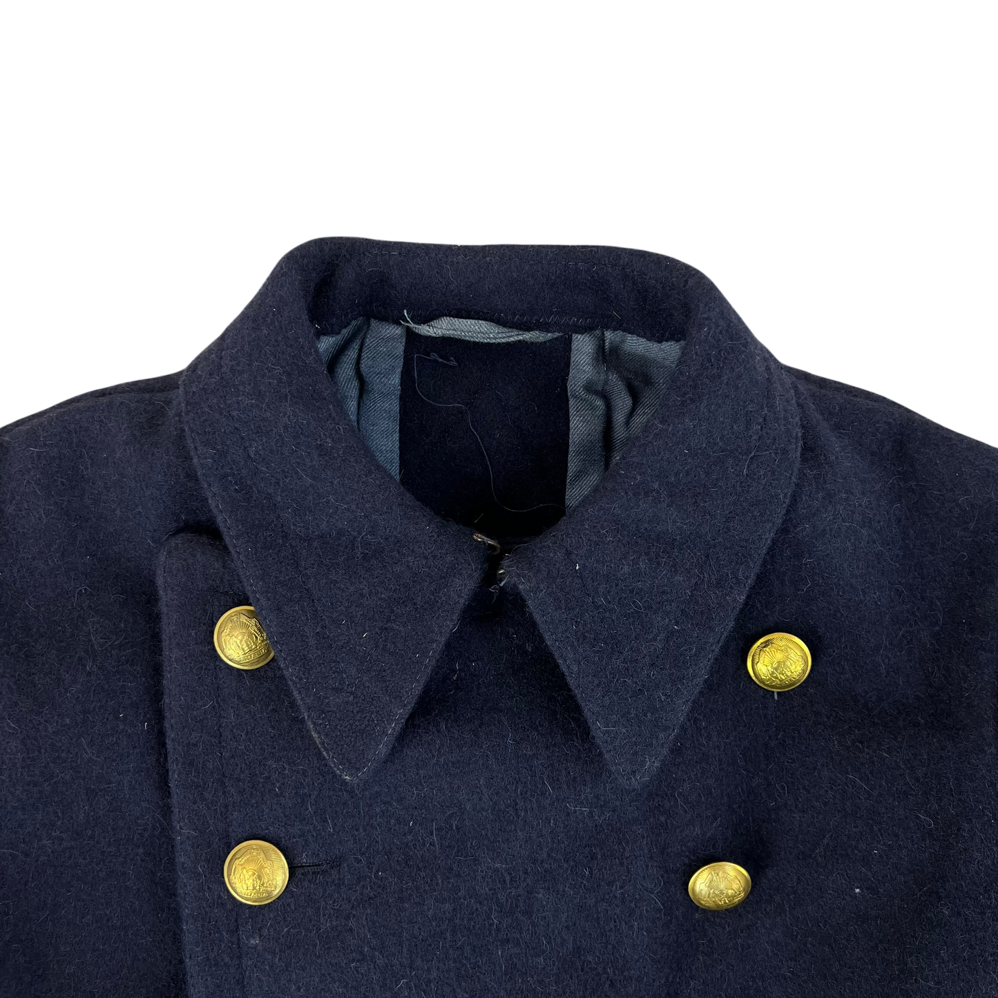 Romanian People's Navy 80s Blue Wool Greatcoat - Medium
