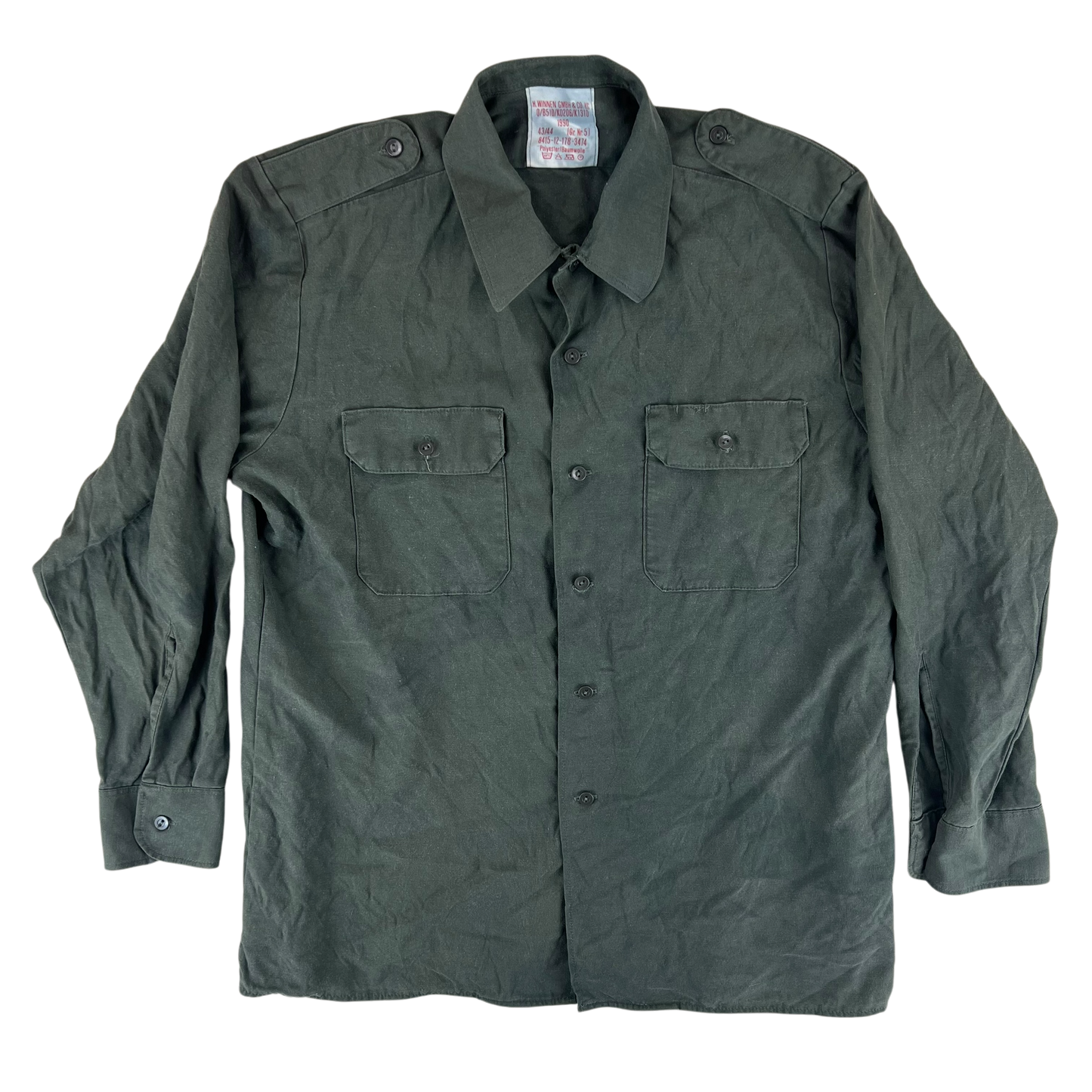 German Army Olive Green Long Sleeve Field Shirt - Large