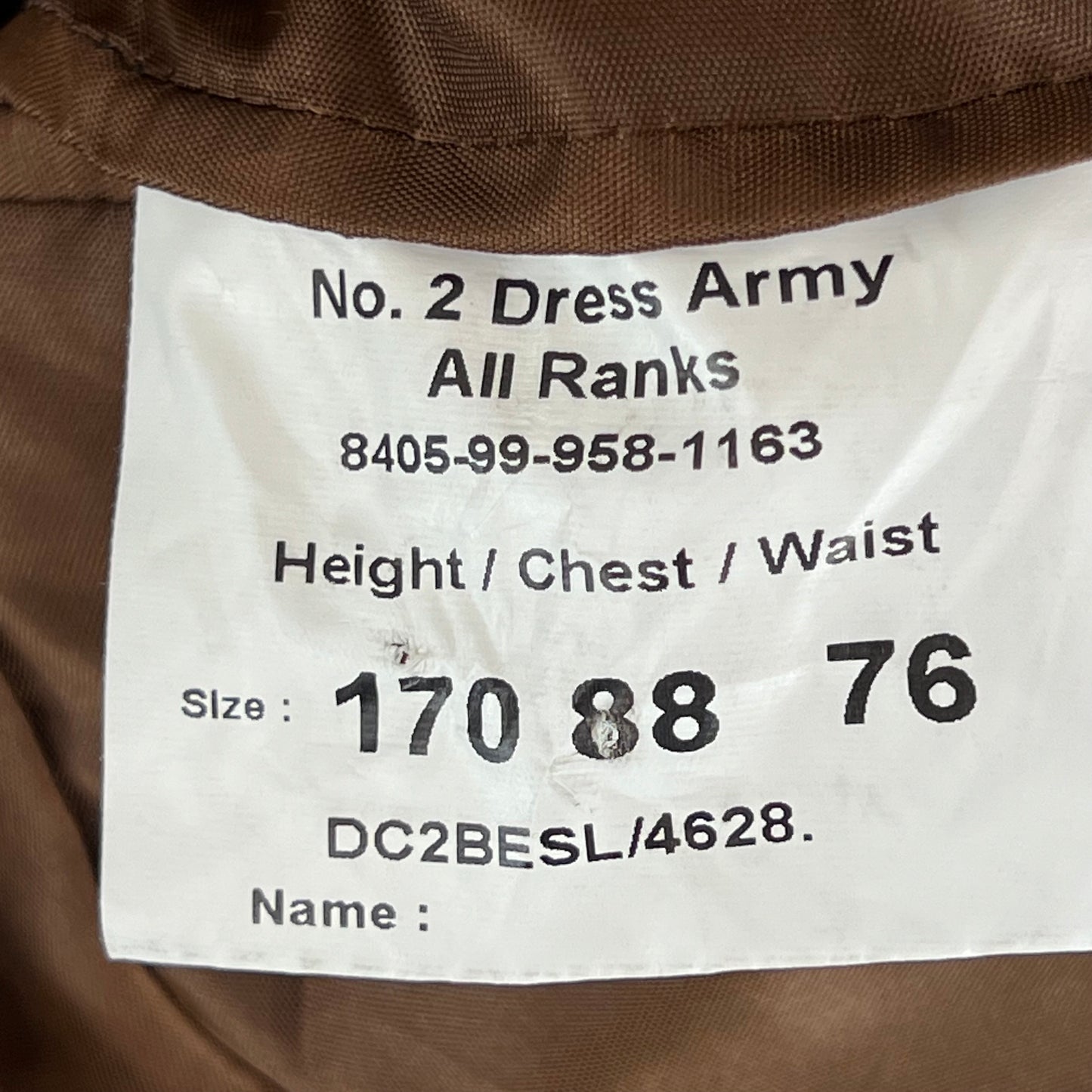 British Army No.2 FAD Dress Jacket - Royal Artillery Regiment - Small 170/88
