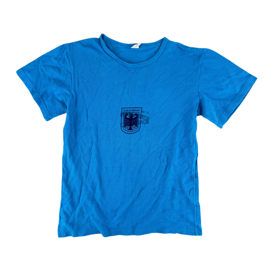 West German Army 70s Blue Training T Shirt - Small