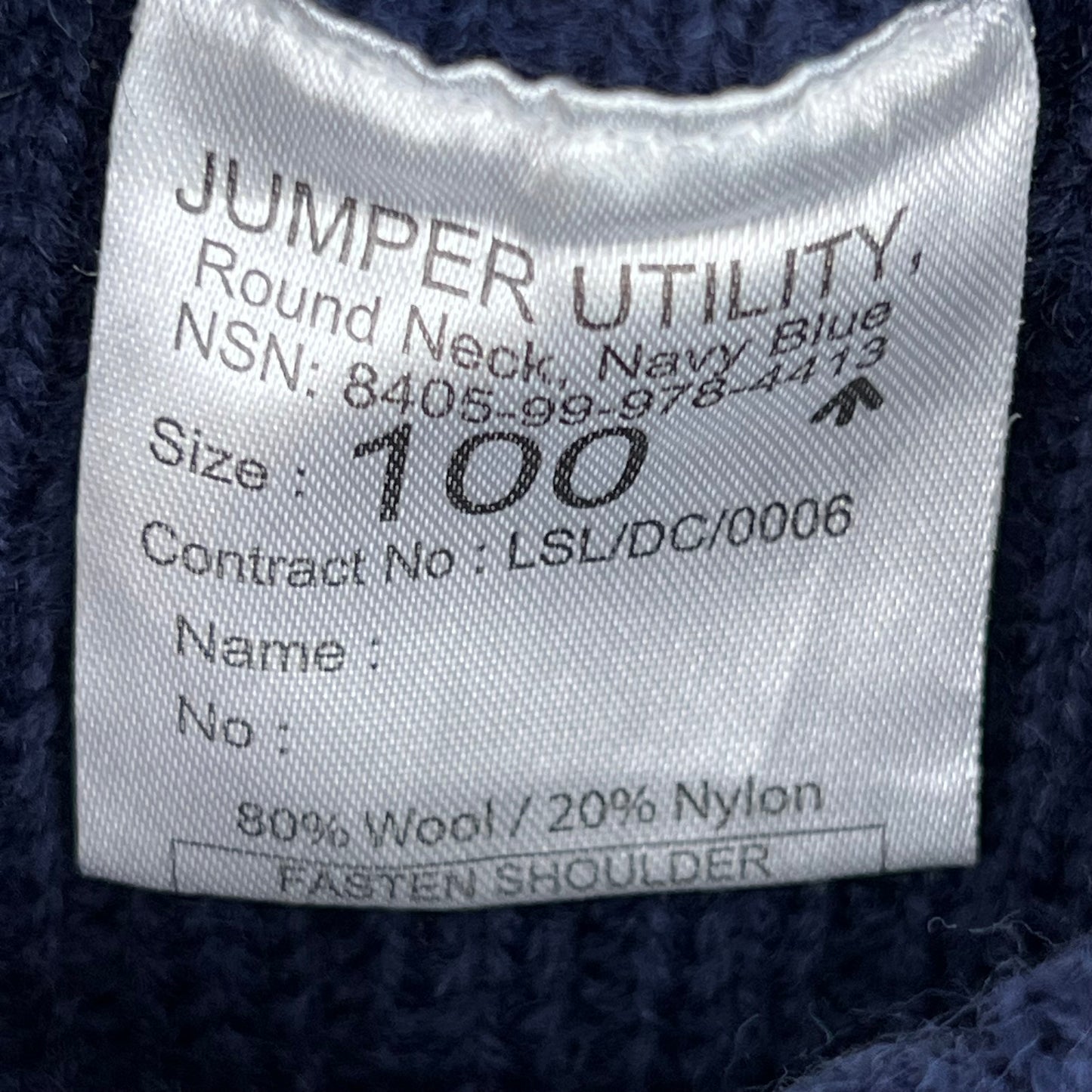 British Royal Navy Wool Crew Neck Pullover Jersey Jumper - Medium 100cm