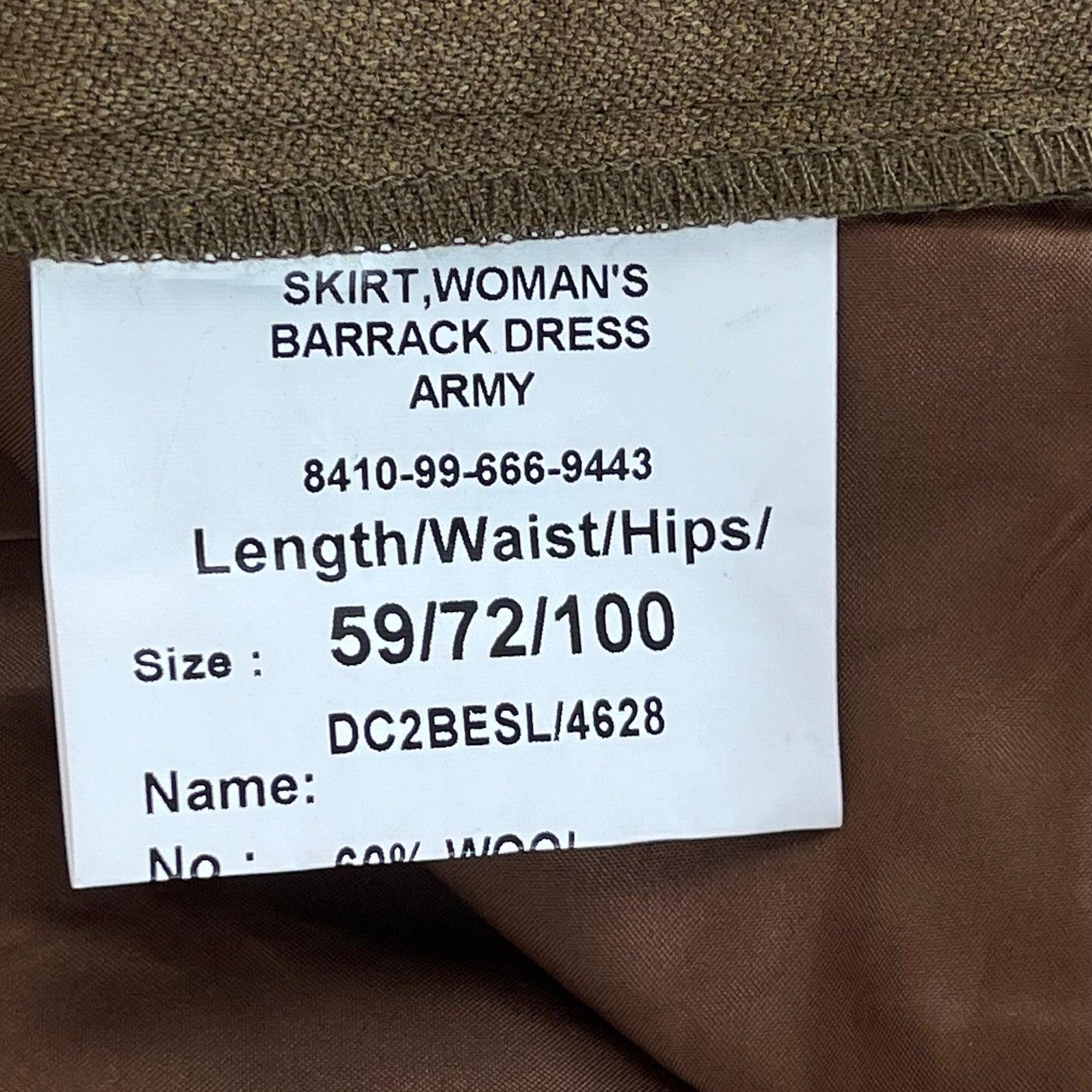 British Army Women's Barracks Brown Ceremonial FAD No. 2 Dress Skirt - W29 L23