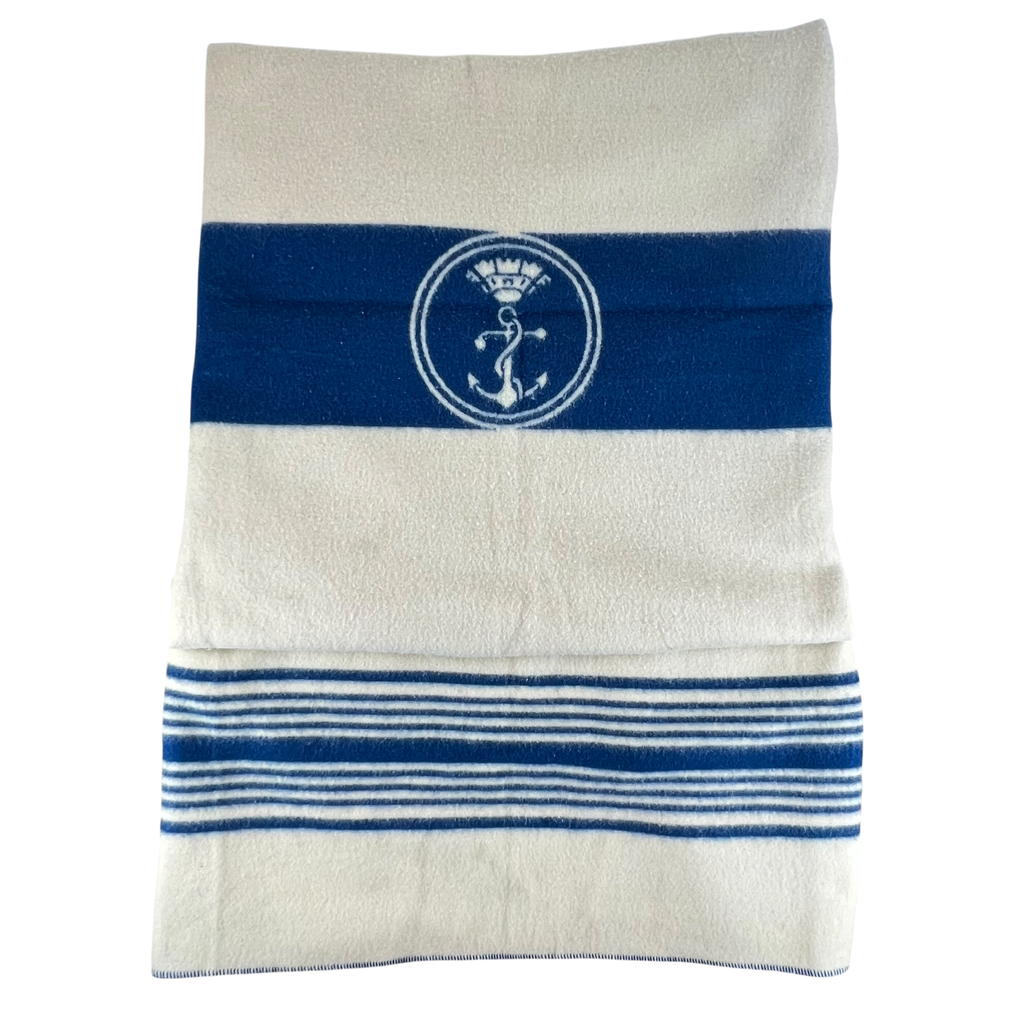 Italian Navy Pure Wool White Blanket