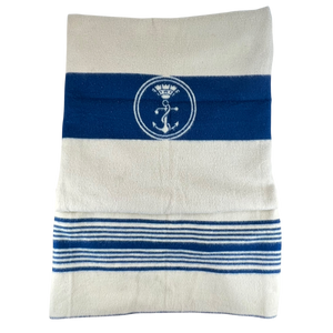 Italian Navy Pure Wool White Blanket