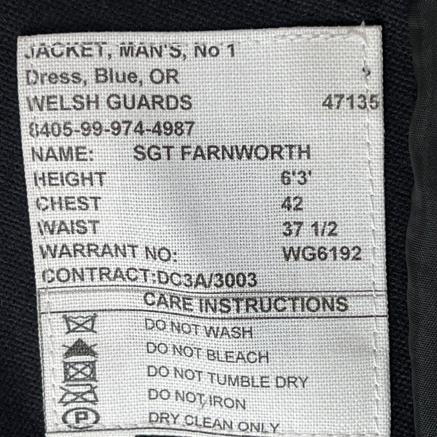 British Army No. 1 Dress Jacket w/ Belt - Welsh Guards - Large