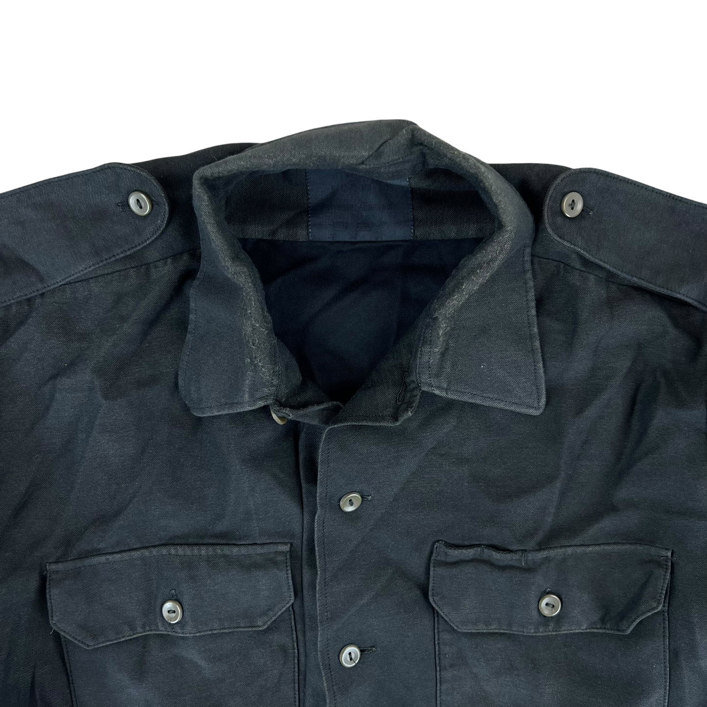 German Army Re-Dyed Black Long Sleeve Field Shirt - Large