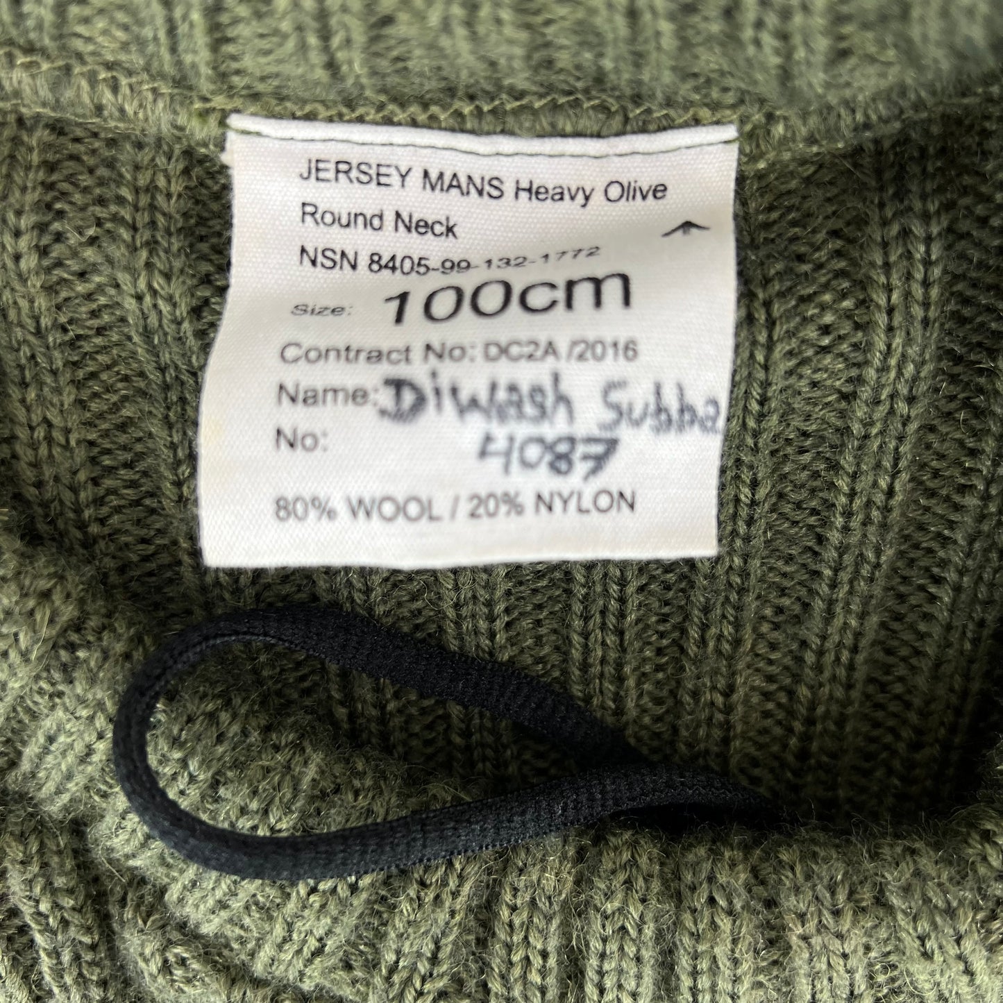 British Army Olive Green Pullover Jumper - Large