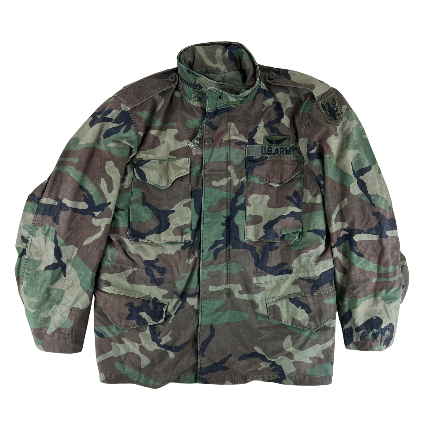 US Army M81 Woodland Camo M65 Cold Weather Field Coat - Large