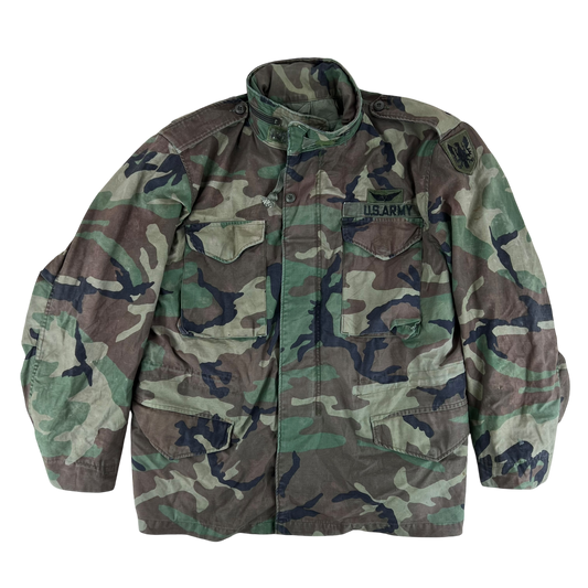 US Army M81 Woodland Camo M65 Cold Weather Field Coat - Large