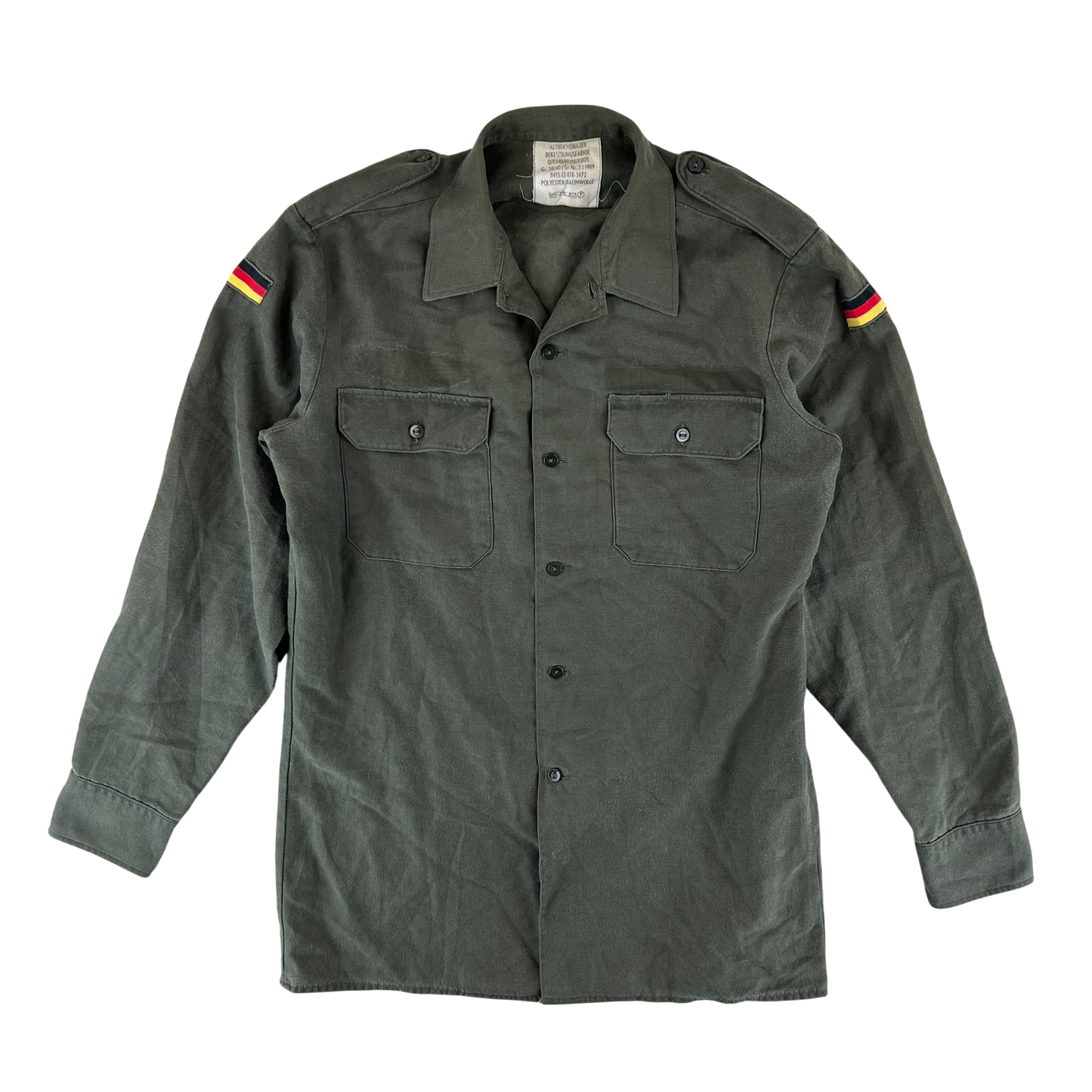 German Army Olive Green Long Sleeve Field Shirt - Large