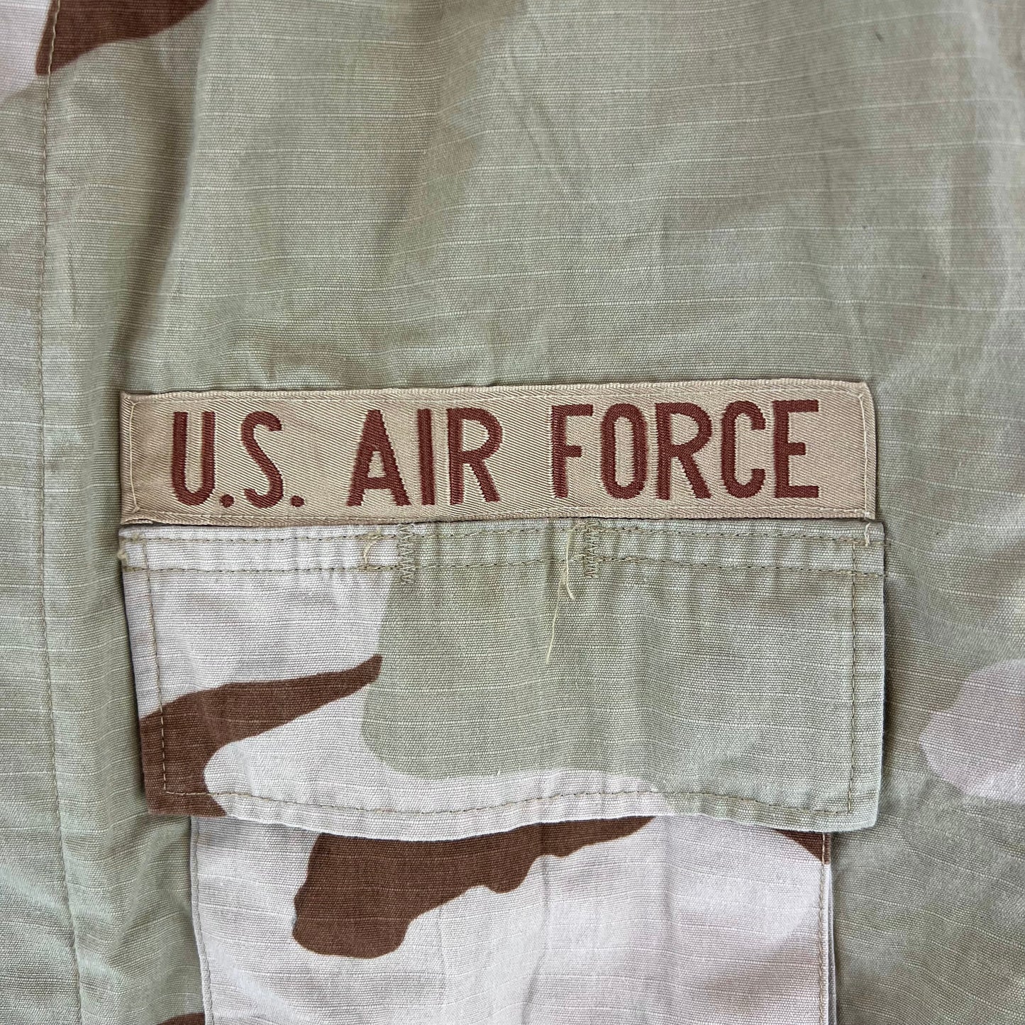 US Air Force Tri-Colour Desert "Coffee Stain" Camo Combat Jacket Ripstop w/ Patches - Large