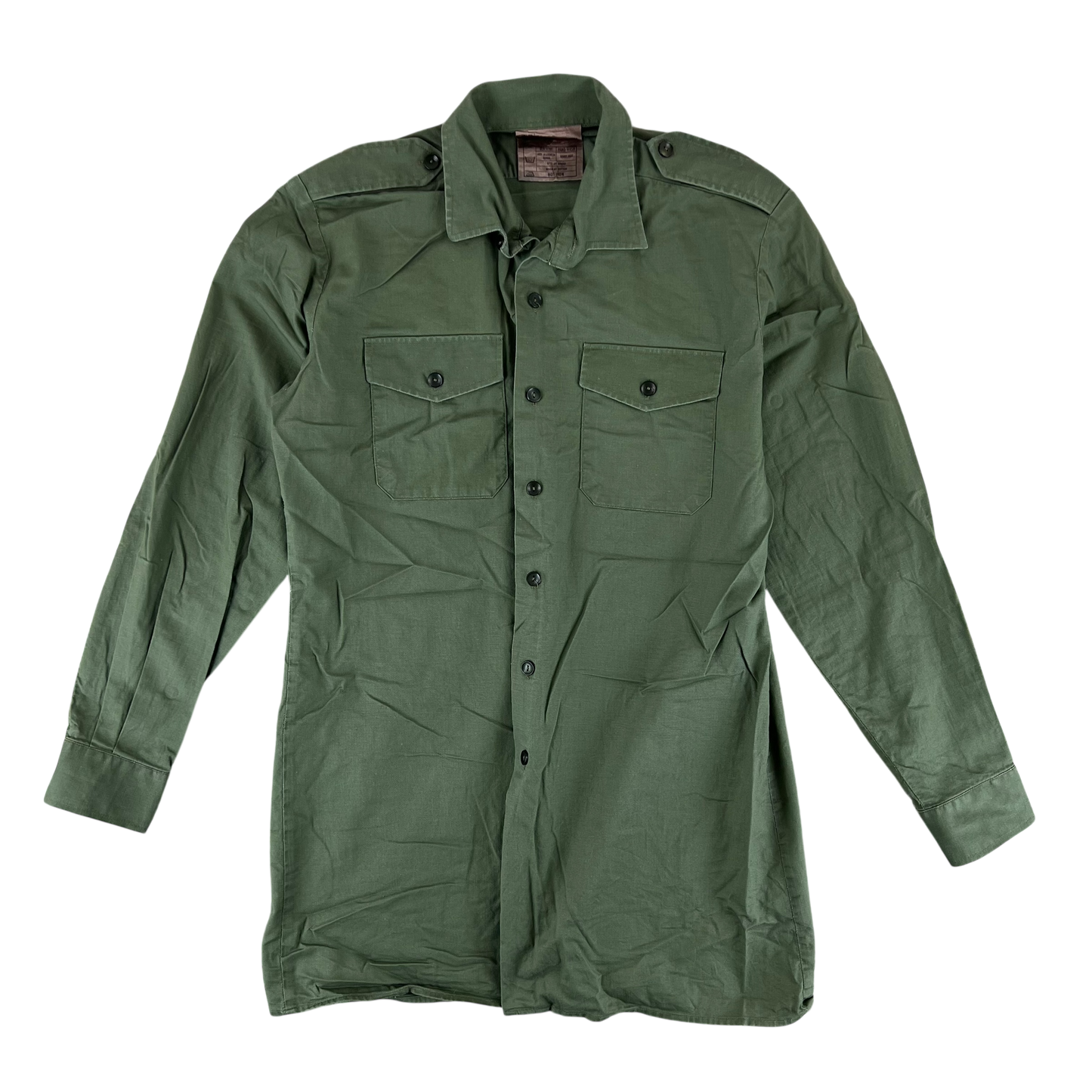British Army Mens Olive Green Cotton Shirt Long Sleeve - Large 38/40