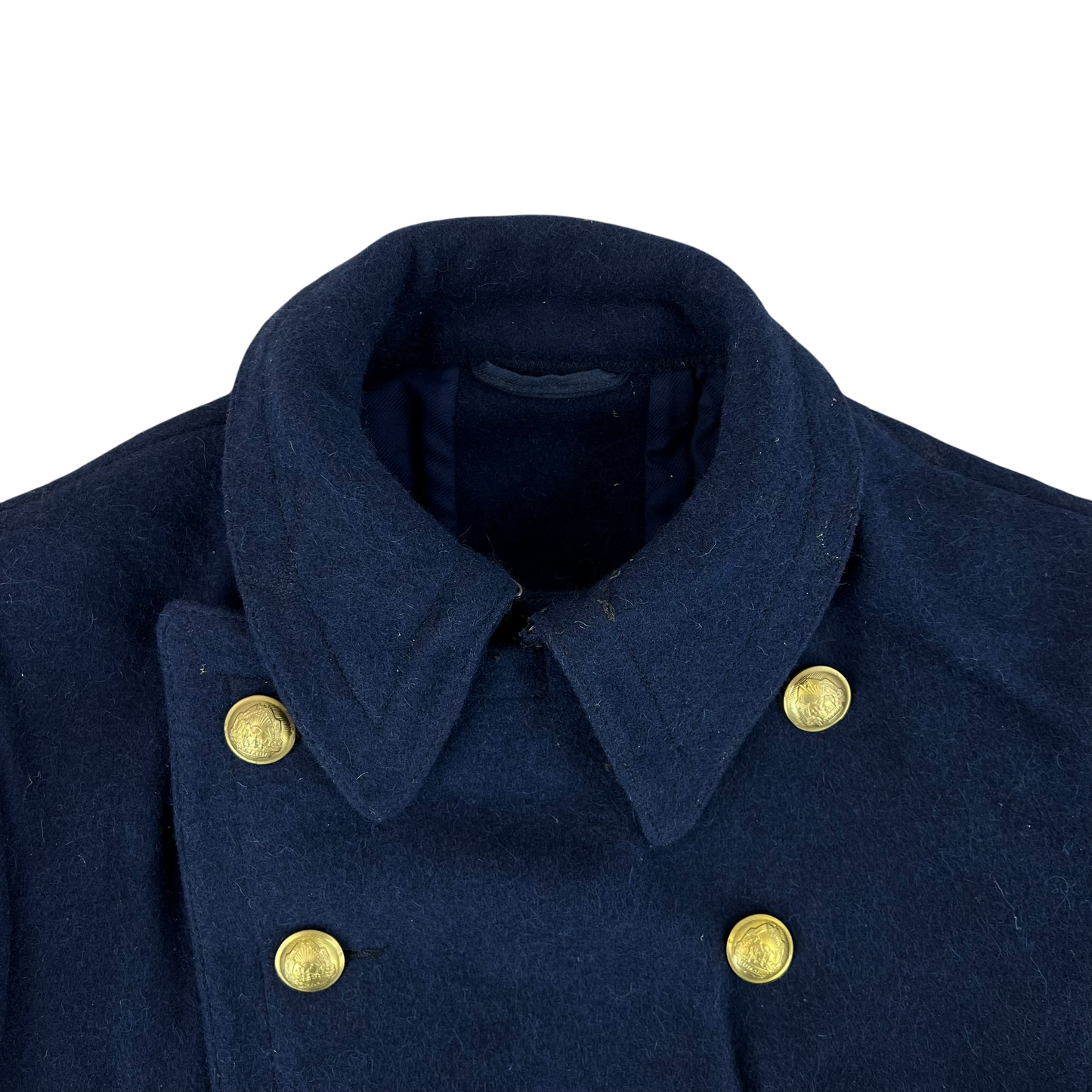 Romanian People's Navy 80s Blue Wool Greatcoat - Medium