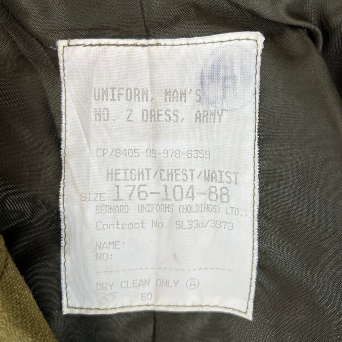 British Army Old Pattern No. 2 Olive Green Dress Jacket - Royal Engineers - Large 176/104
