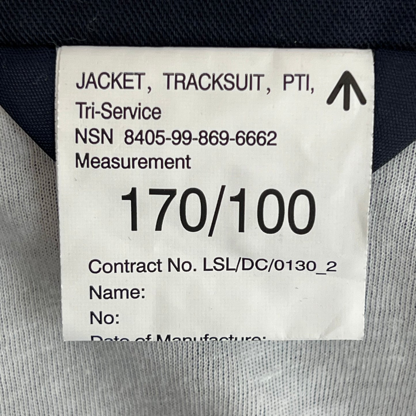 British Army / Tri-Services Navy Blue PTI Tracksuit Top Jacket - Medium 170/100