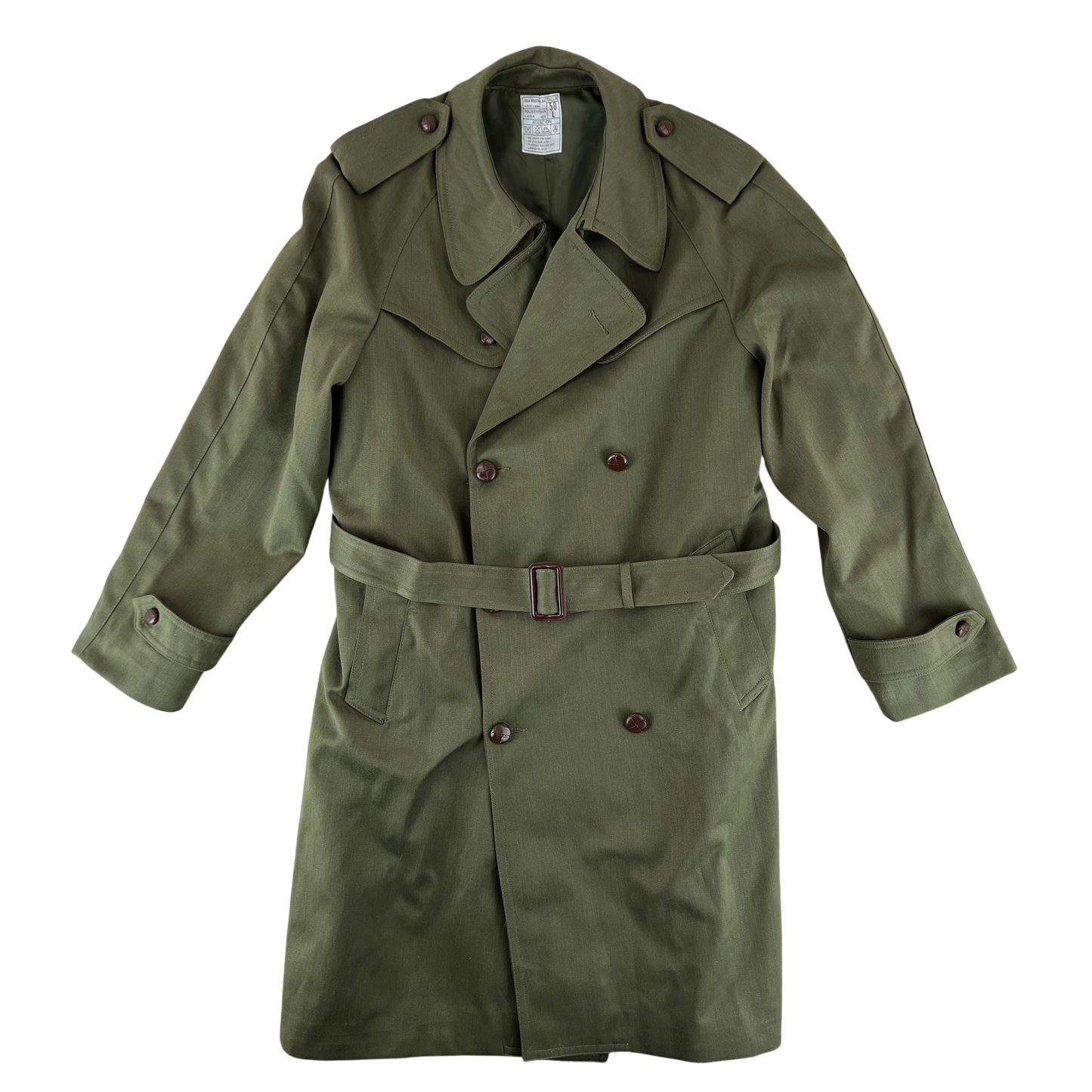 Spanish Army 80s Green Trenchcoat - Large