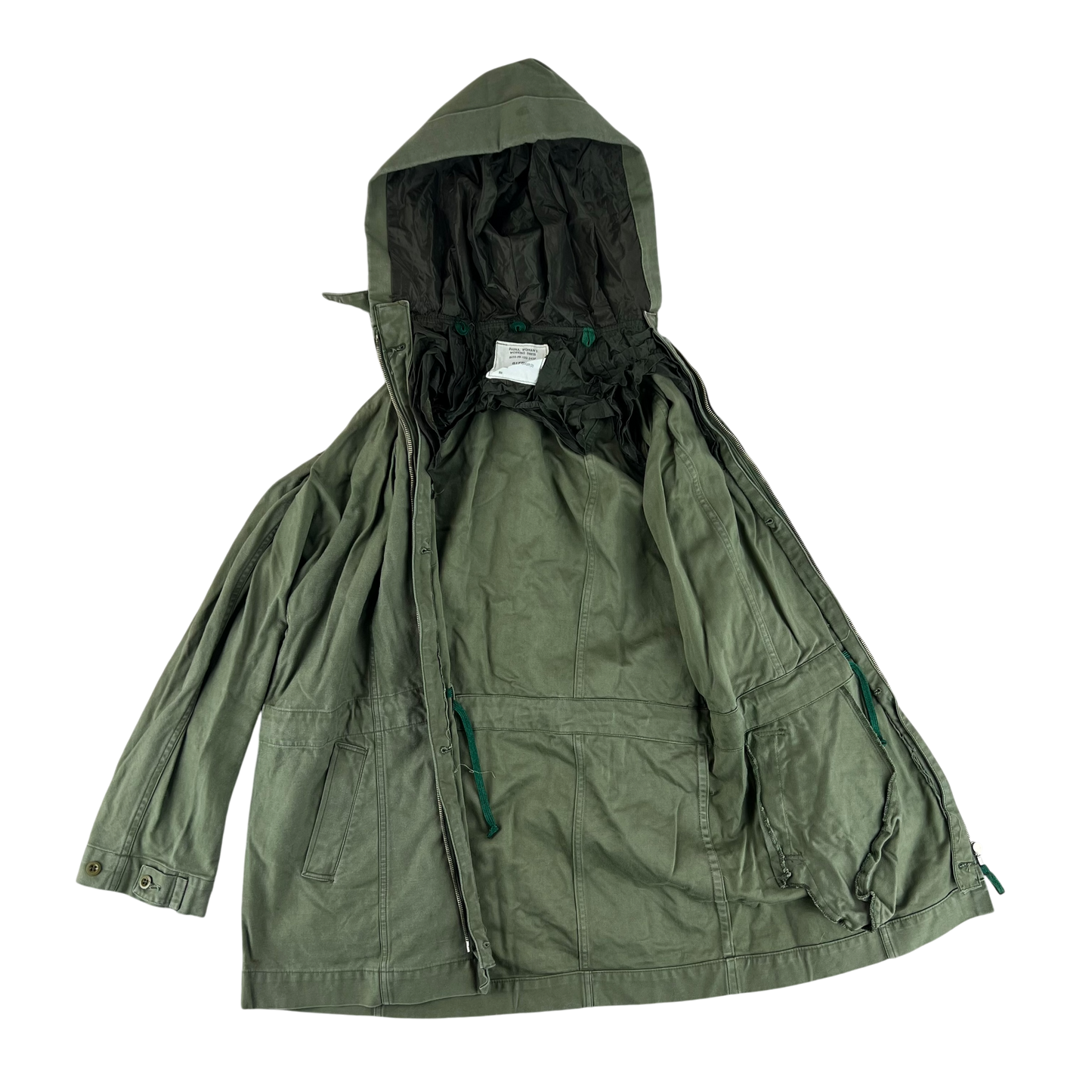 British Army 60s Olive Green Women's Working Dress Parka - Medium SIZE 9