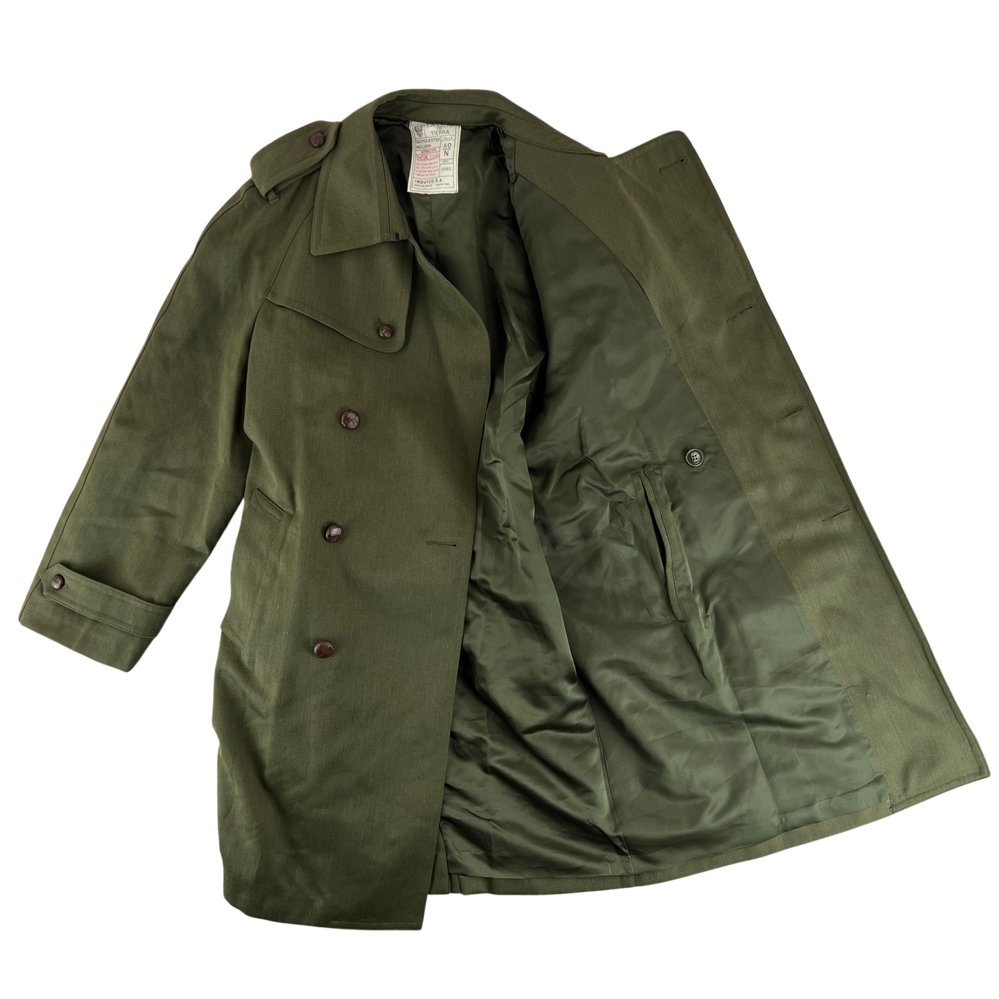 Spanish Army 80s Green Trenchcoat - Medium