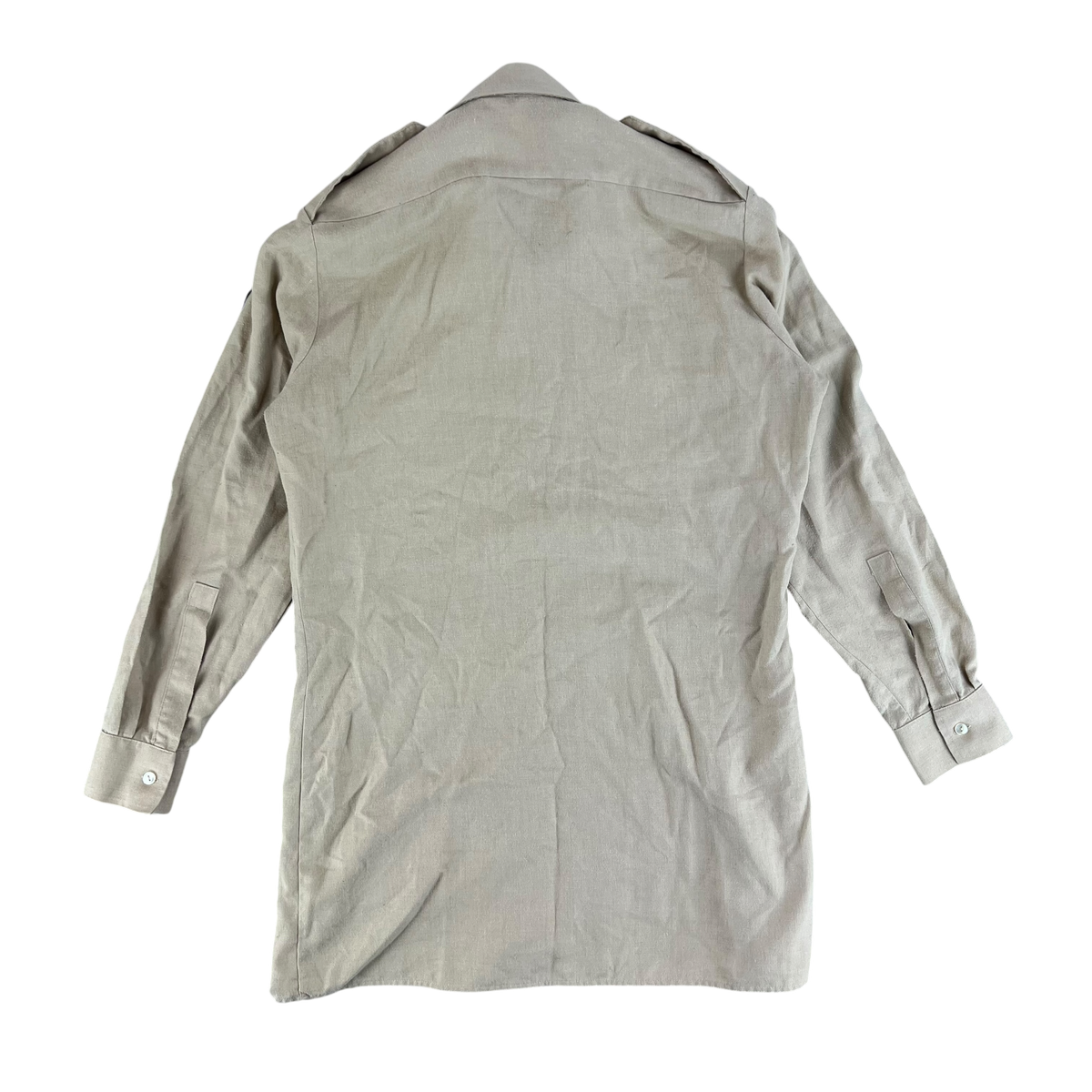 British Army Mens Fawn Cotton Shirt Long Sleeve - Small C37