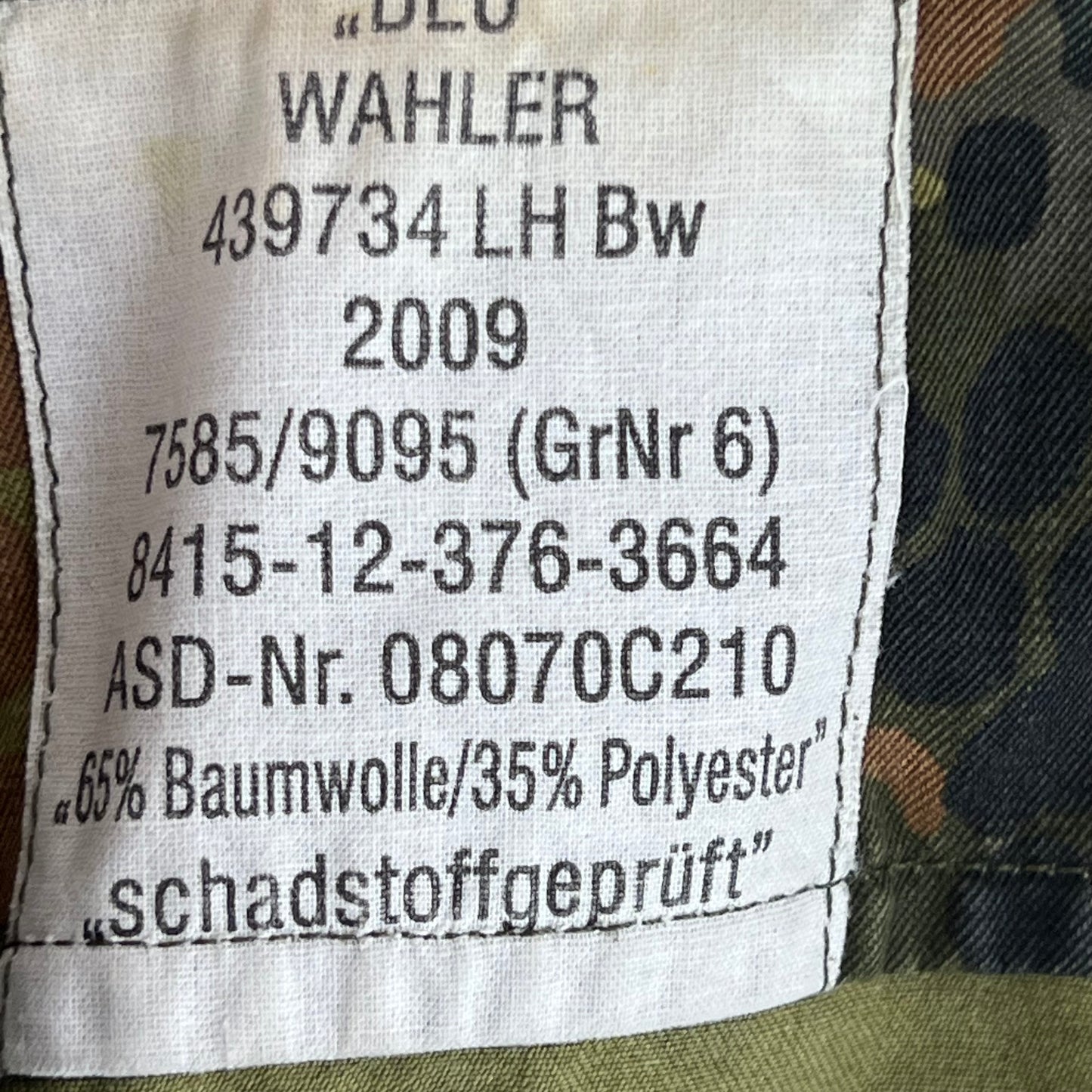 German Army Flecktarn Camouflage Long Sleeve Field Shirt - Medium GrNr 6