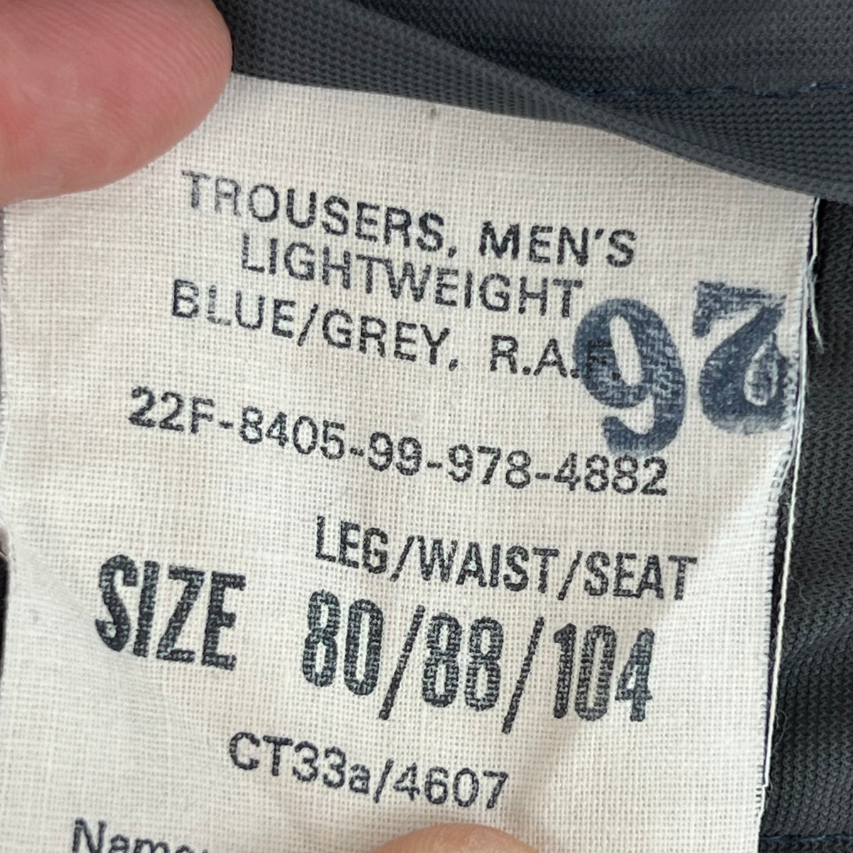 British RAF 72 Pattern Lightweight Blue-Grey Dress Trousers - W32 L30