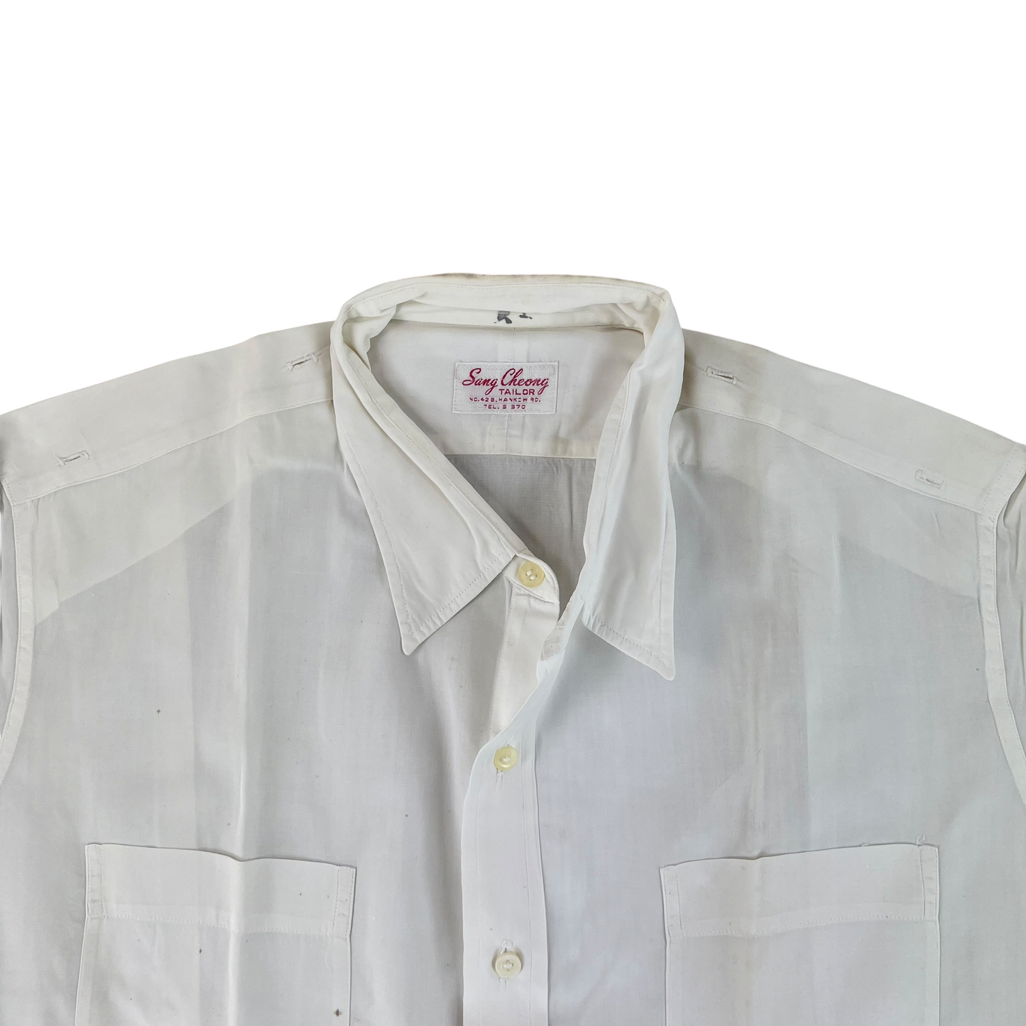 British Merchant Navy 50s Officer's Tropical Short Sleeve Shirt - Large