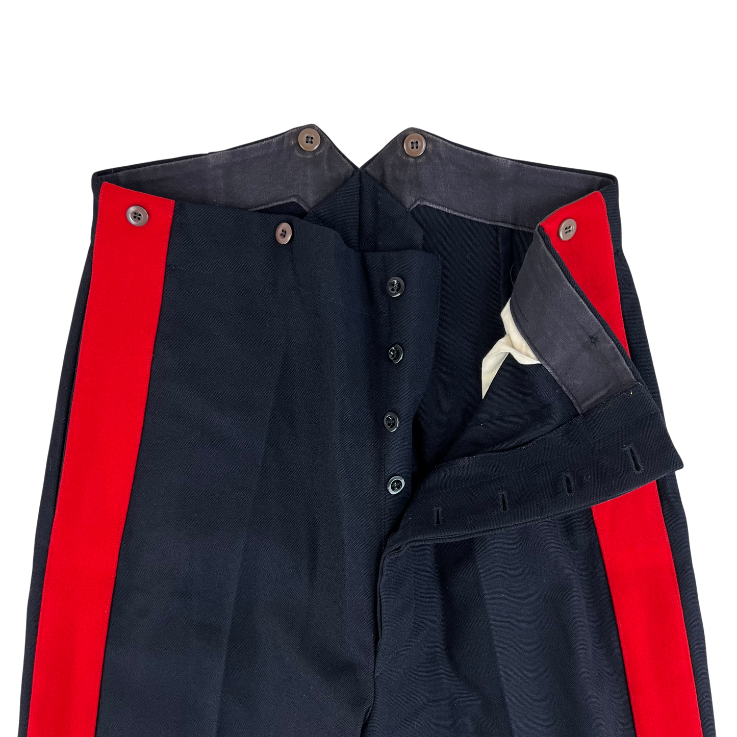 British Army Footguards Officers' Black Red Stripe Trousers - W34 L29.5