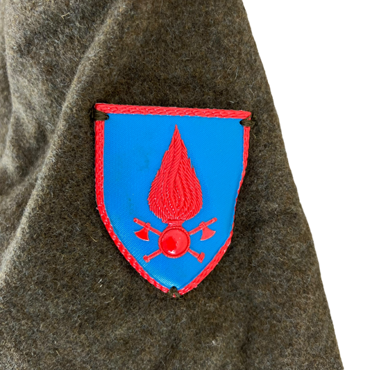 Italian Army 70's Khaki Greatcoat - Military Fire Brigade - Medium
