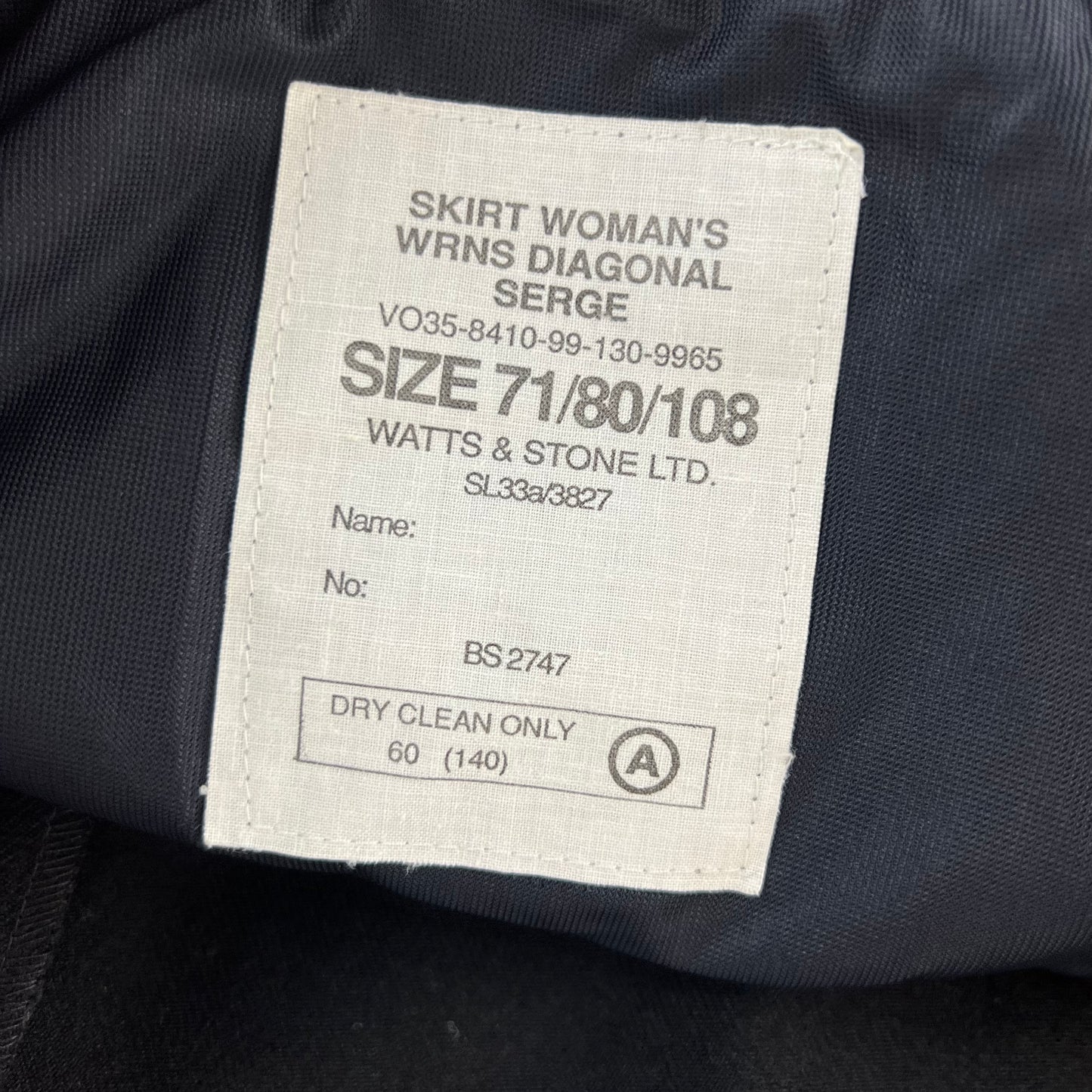British Royal Navy Women's WRNS Diagonal Serge Skirt - W31