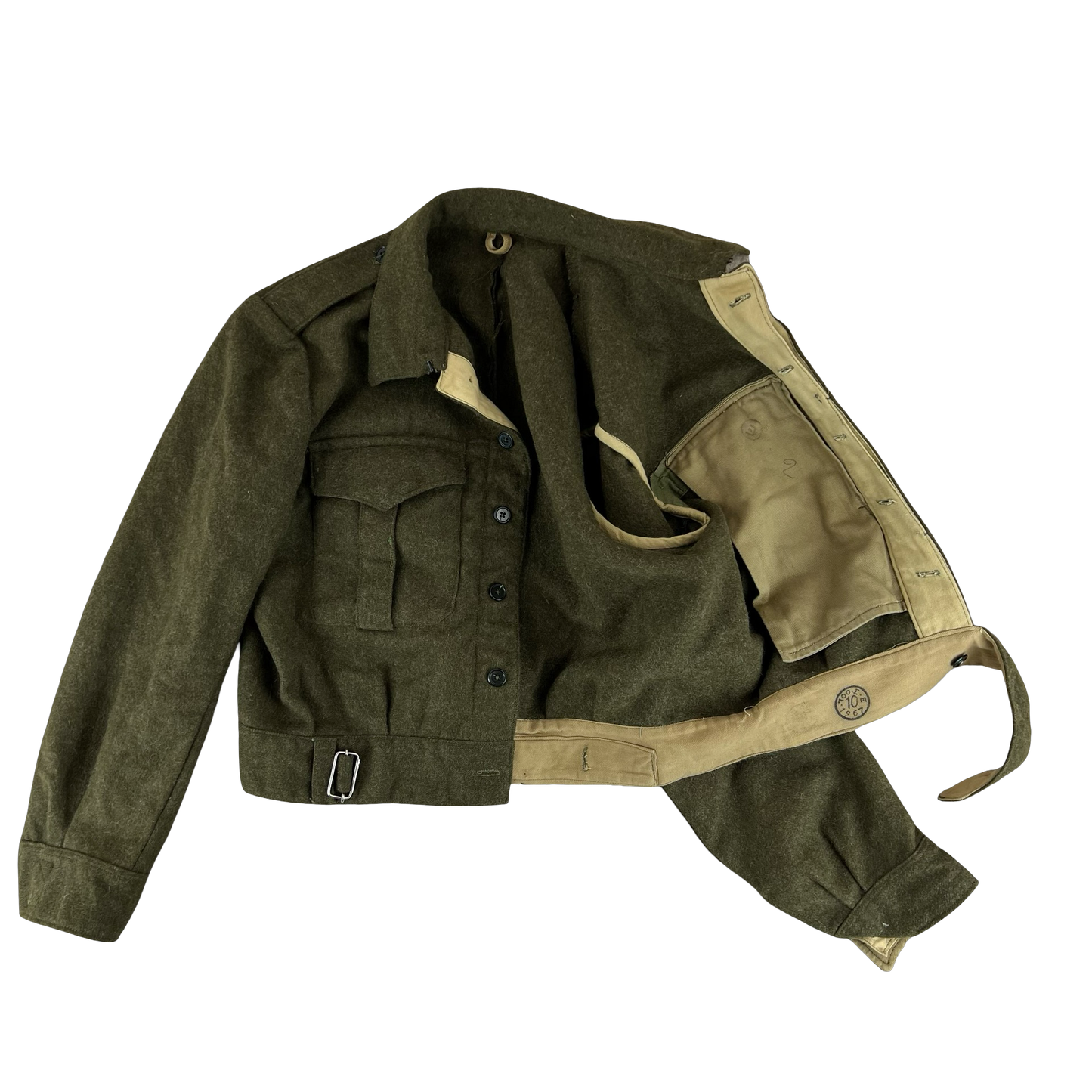 Greek Army 60s Olive Wool Ike Battledress Jacket - Large