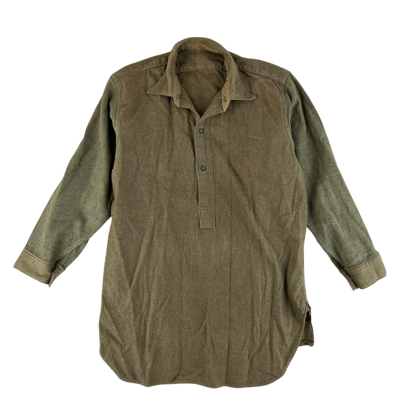 British Army WW2 Khaki Collared Wool Shirt - Large