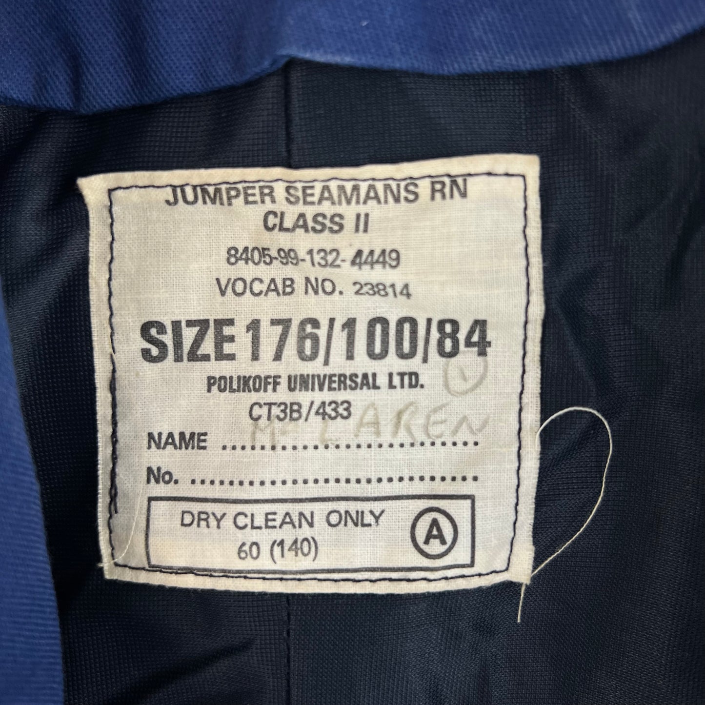 British Royal Navy 80s Class II Jumper Sailor's Top - Medium