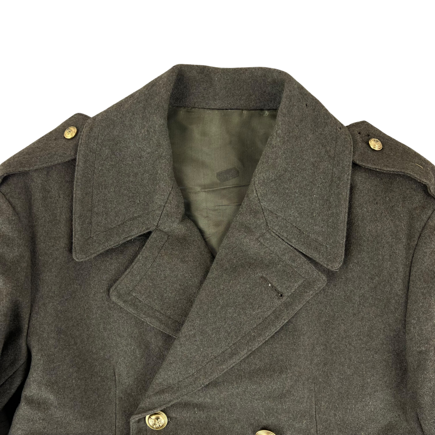 Italian Army 70's Khaki Greatcoat - Military Fire Brigade - Medium