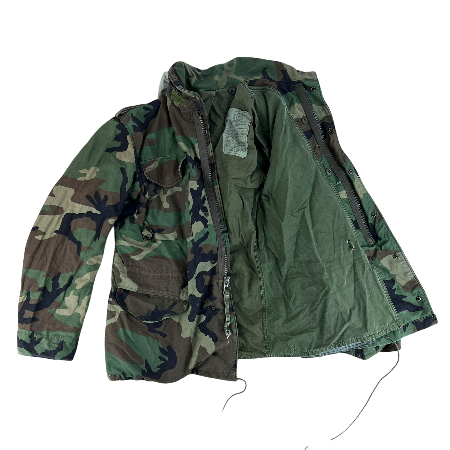 US Army M81 Woodland Camo M65 Cold Weather Field Coat - Small