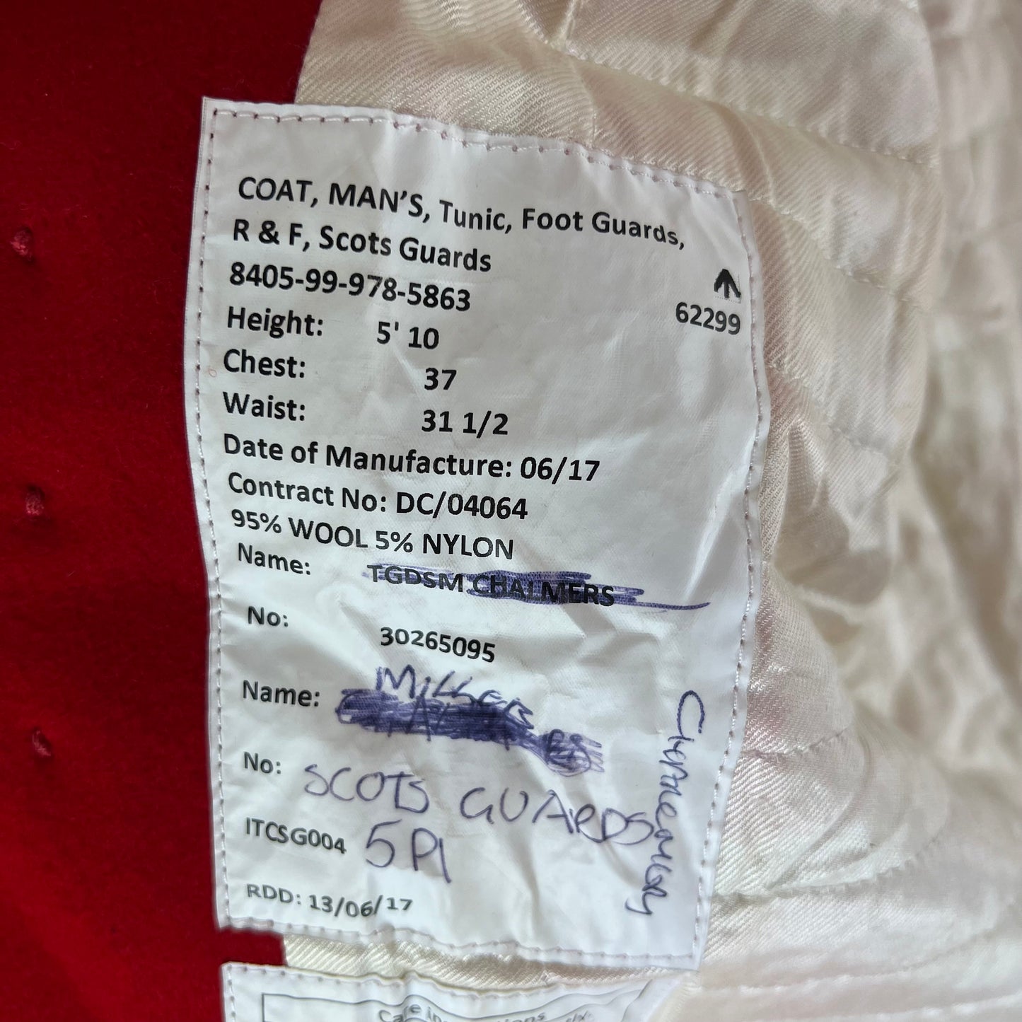 British Army Footguard's Jacket R & F - Scots Guards - Small