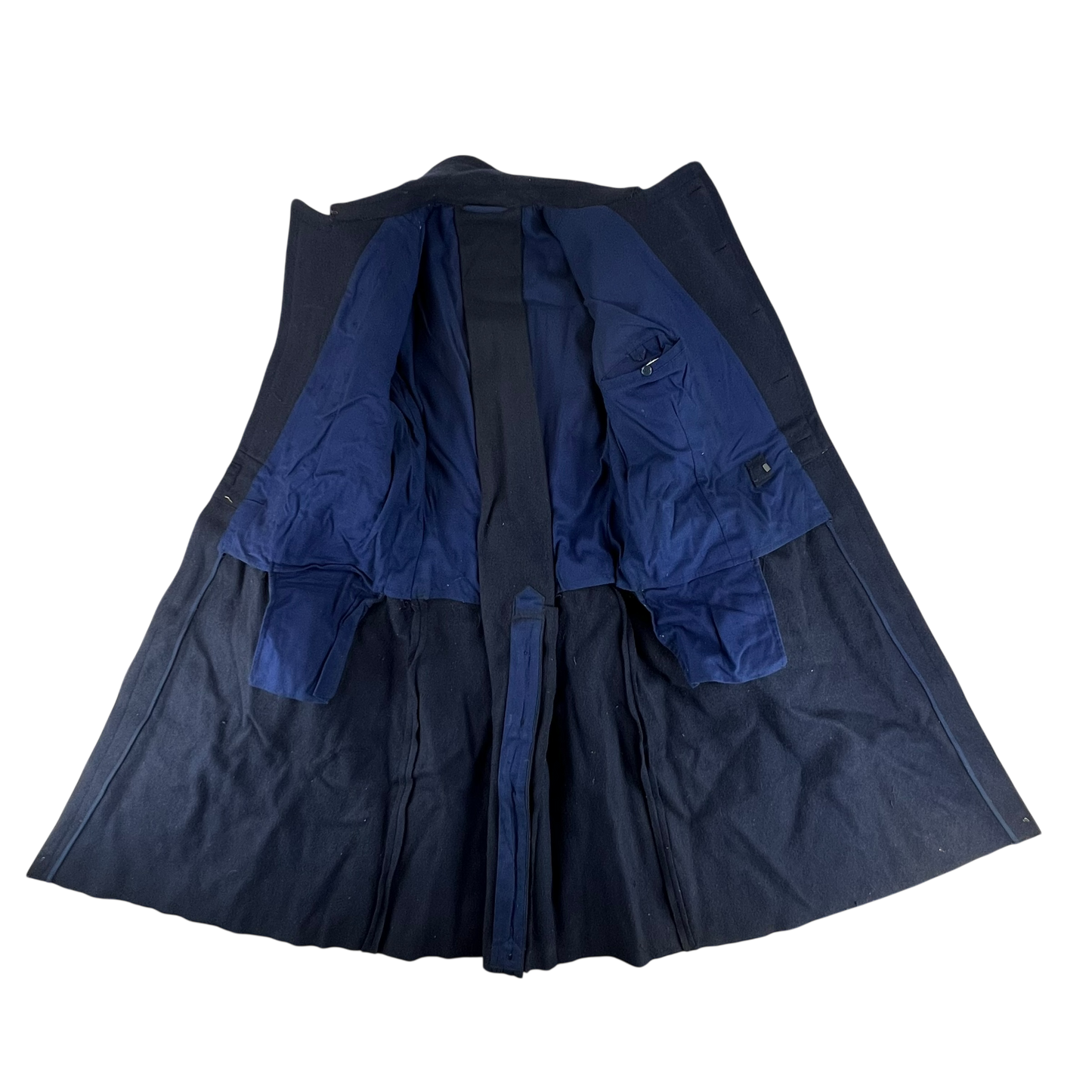 Romanian People's Navy 70s Blue Wool Greatcoat - Medium