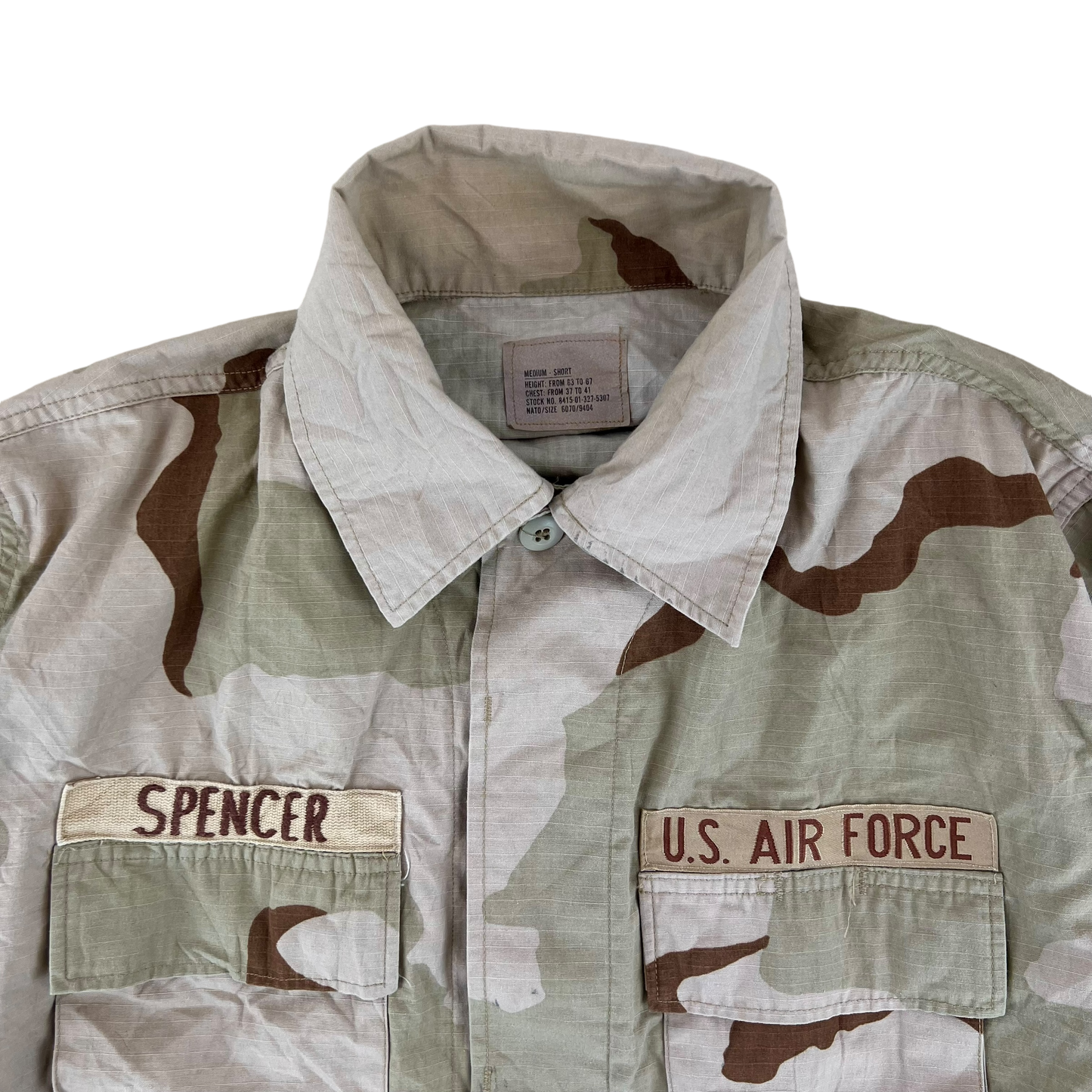 US Air Force Tri-Colour Desert "Coffee Stain" Camo Combat Jacket Ripstop w/ Patches - Large