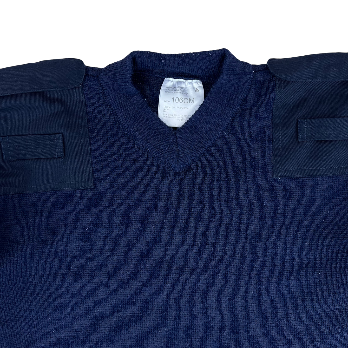 British Royal Navy Wool V Neck Pullover Jersey Jumper - Large 106cm