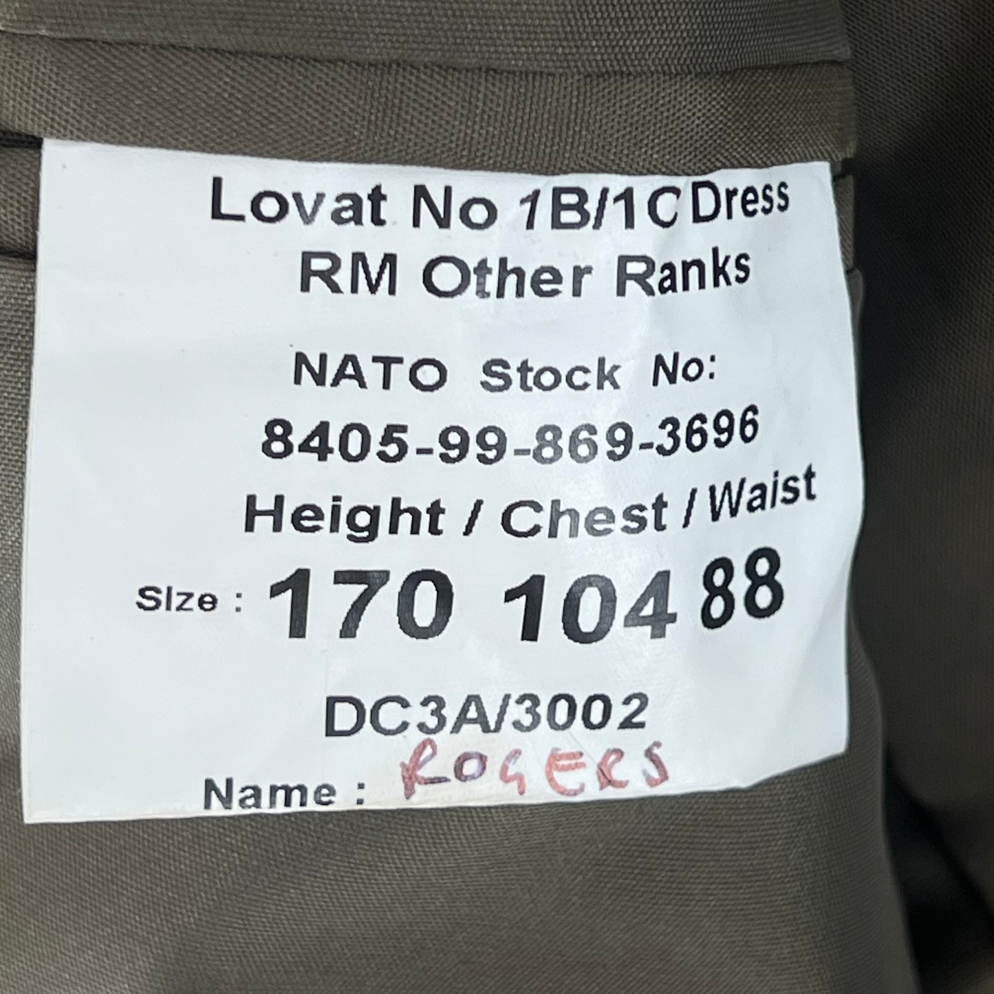 British Royal Marines Lovat No. 1B / 1C Dress Jacket w/ Belt - Medium