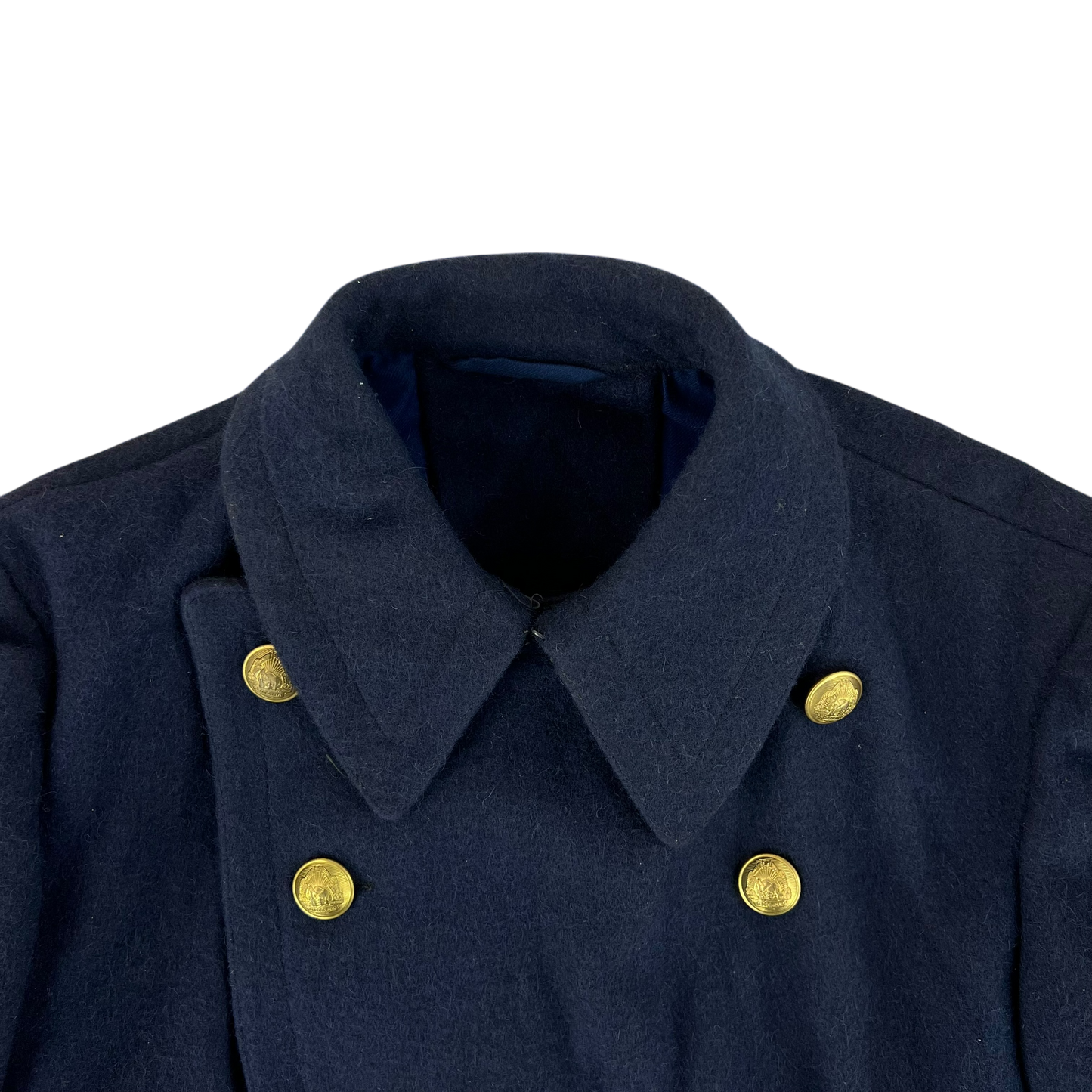 Romanian People's Navy 70s Blue Wool Greatcoat - Medium