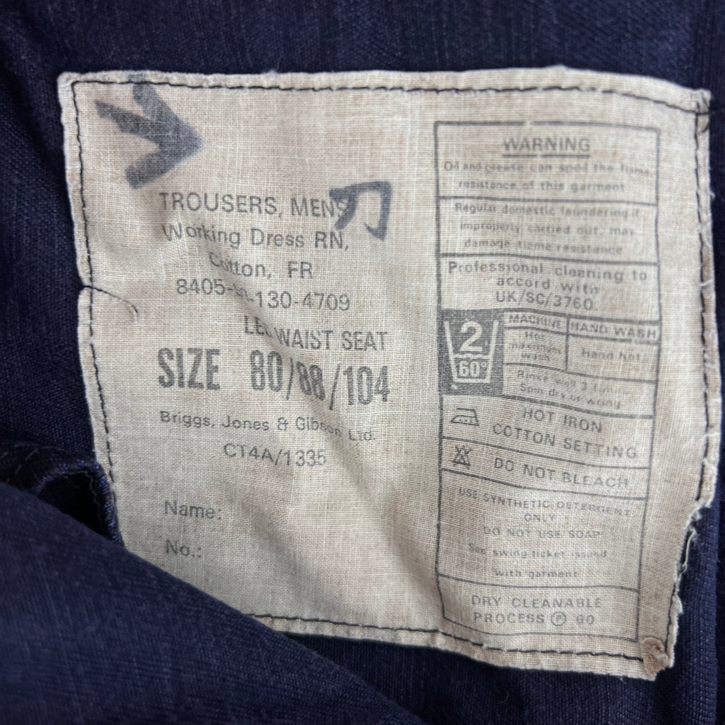 British Royal Navy Cotton Working Dress Trousers - W33 L29.5