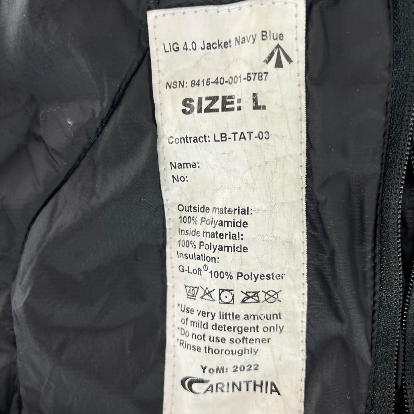 British Royal Navy Carinthia LIG 4.0 Thermal Jacket - Large