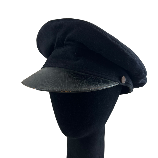 British Royal Navy 1940's Black Dress Cap - Medium