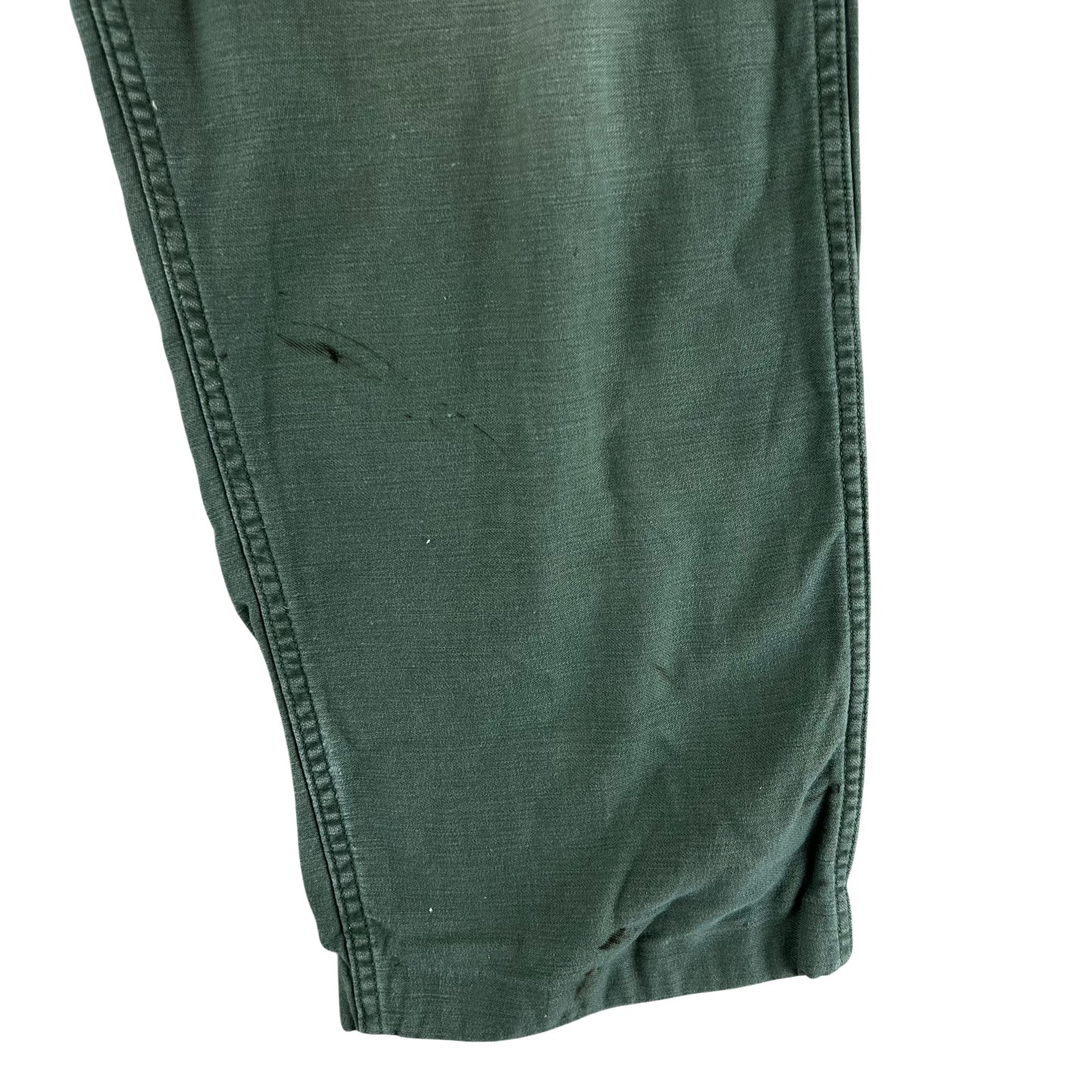 US Army 60s Sateen Olive Green Fatigue Trousers - W32 L26.5