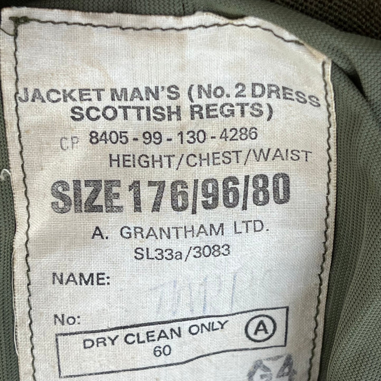 British Army No. 2 Dress Jacket Khaki Green Scottish Pattern - Queen's Own Highlanders - Medium 176/96