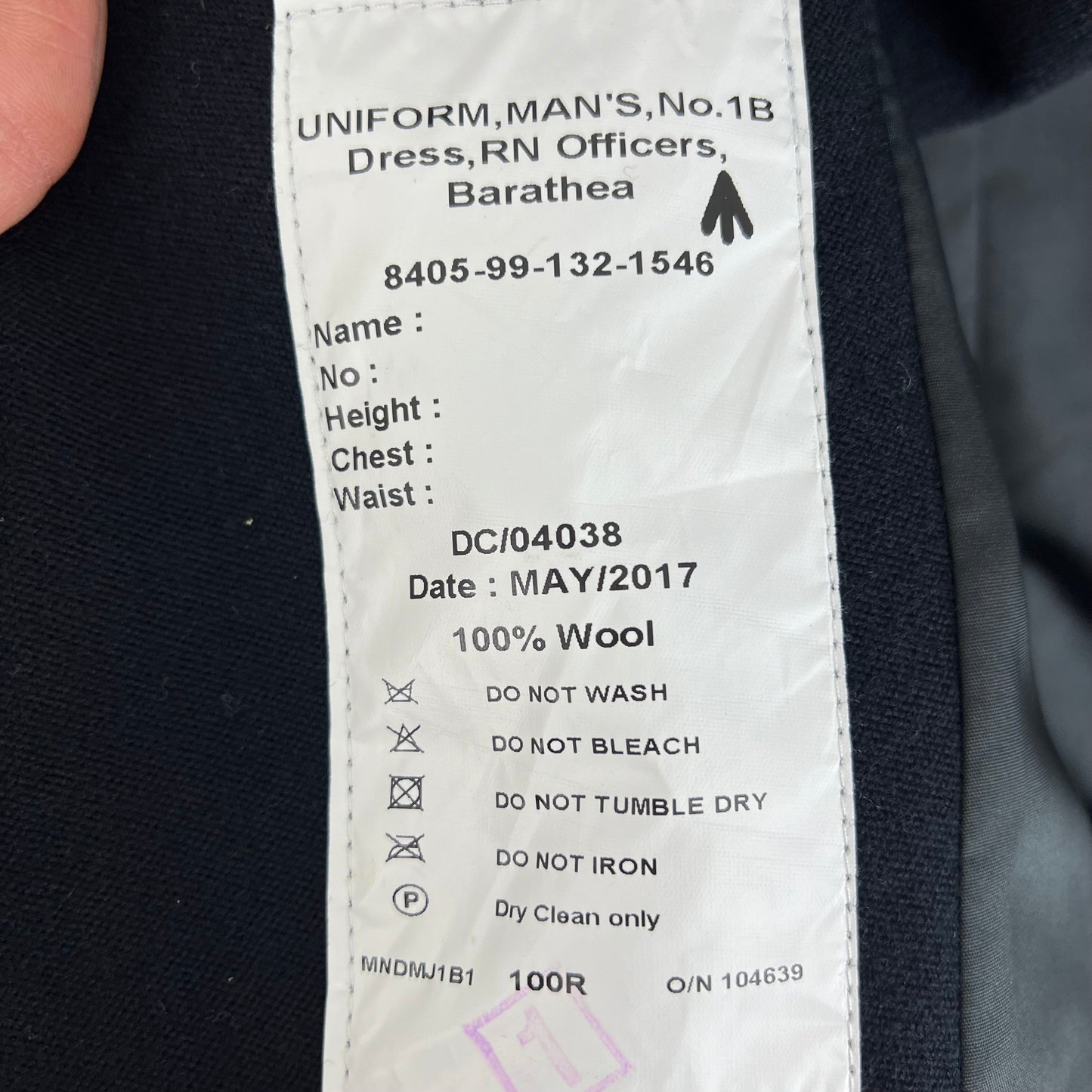 British Royal Navy Officer's No 1B Dress Jacket - Medium 100R